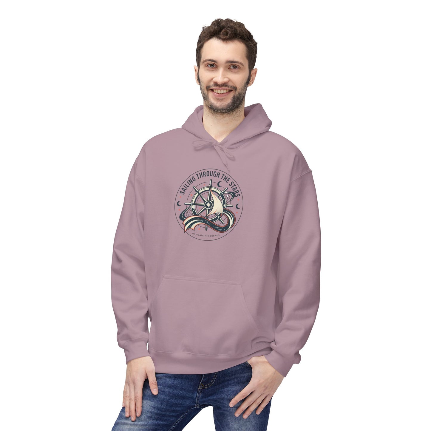 Celestial Nautical Hoodie – Spiritual Ocean Compass & Swirl Design | Astrology, Cosmic Streetwear, Unisex Hoodie
