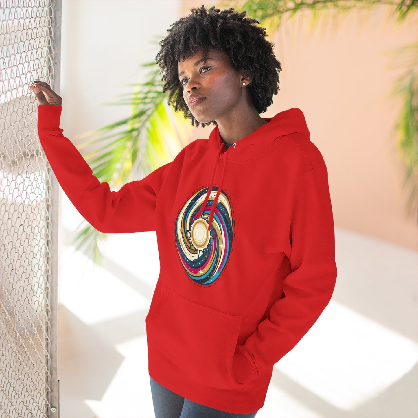 Swirl Sun Hoodie – Cosmic Spiral Sun Graphic Hoodie | Psychedelic Space Aesthetic, Celestial Streetwear, Unisex Hoodie