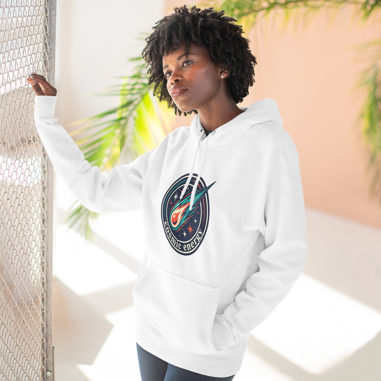 Cosmic Energy Hoodie – Meteor & Shooting Star Graphic Hoodie | Space Aesthetic, Celestial Streetwear, Unisex Hoodie