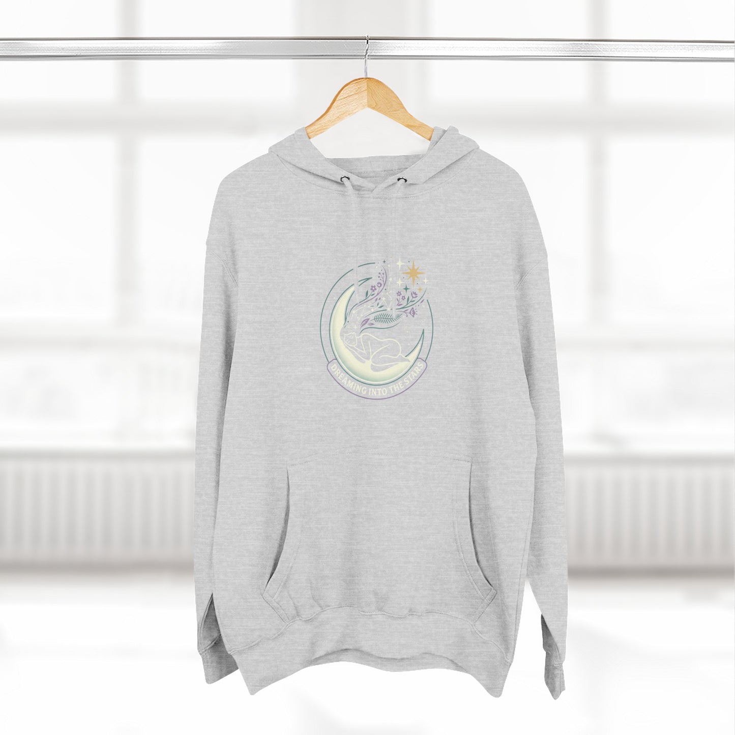 Moonlight Floral Hoodie – Celestial Moon & Botanical Graphic Hoodie | Spiritual Nature Aesthetic, Cosmic Hoodie, Unisex Hoodie