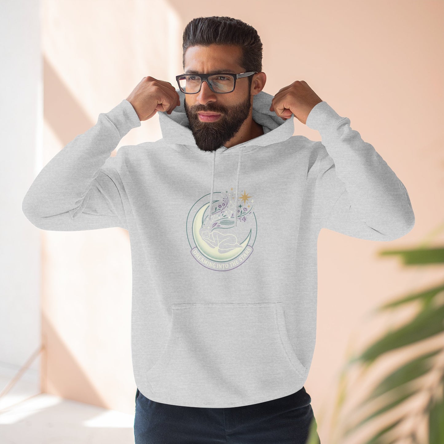 Moonlight Floral Hoodie – Celestial Moon & Botanical Graphic Hoodie | Spiritual Nature Aesthetic, Cosmic Hoodie, Unisex Hoodie