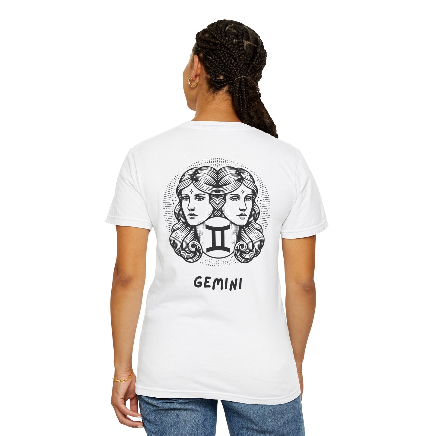 Gemini Zodiac T-Shirt – Twin Faces Astrology Tee | Minimal Celestial Graphic Shirt