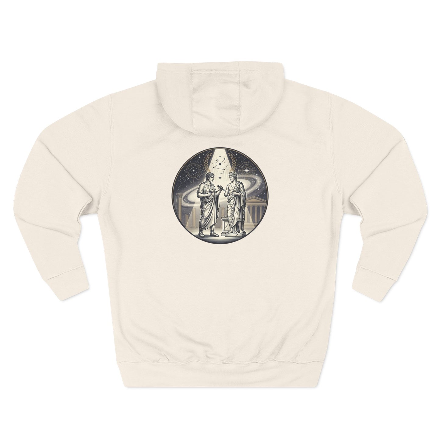Vintage Celestial Moon Hoodie – Classical Figures Graphic Pullover, Mythology Inspired Unisex Sweatshirt, Retro Spiritual Art Hoodie