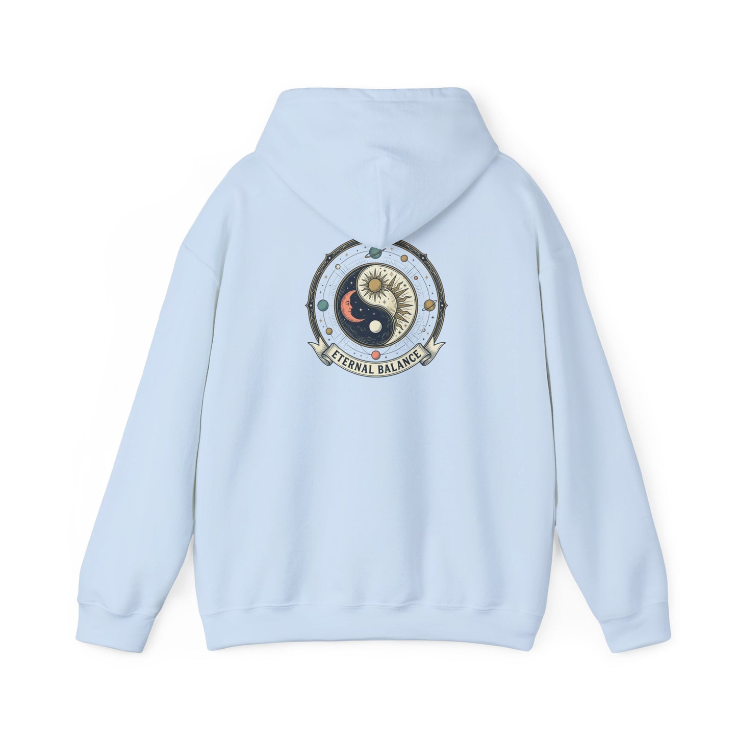 Yin Yang Eternal Balance Hoodie – Sun & Moon Spiritual Graphic Sweatshirt | Minimal Zen Streetwear