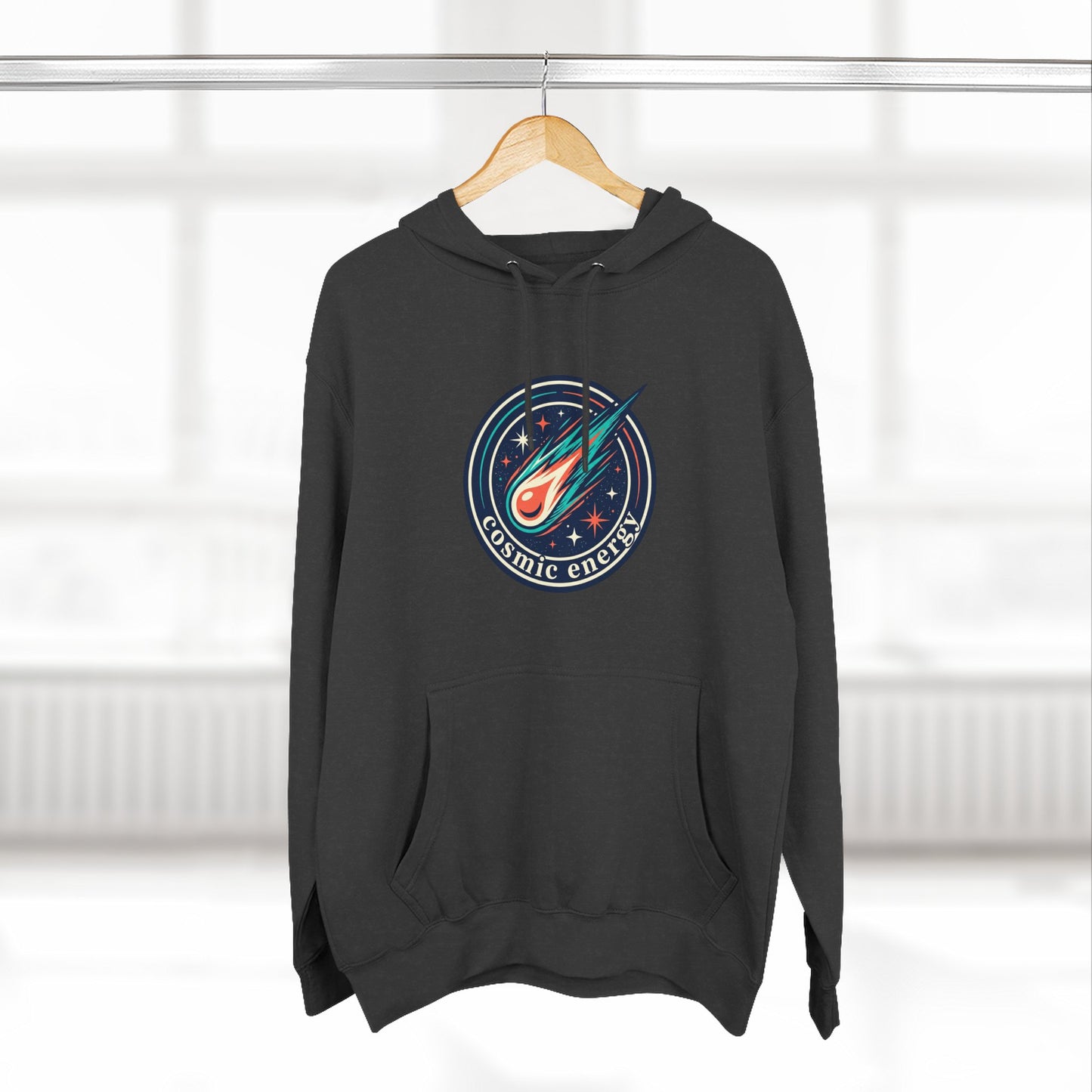Cosmic Energy Hoodie – Meteor & Shooting Star Graphic Hoodie | Space Aesthetic, Celestial Streetwear, Unisex Hoodie