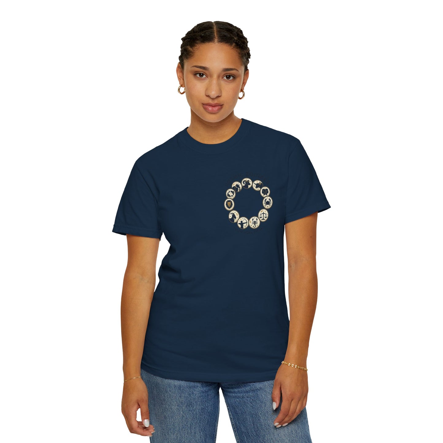 Zodiac Circle T-Shirt – Cosmic Zodiac Astrology Graphic Tee | Celestial Star Sign Shirt, Unisex Tee