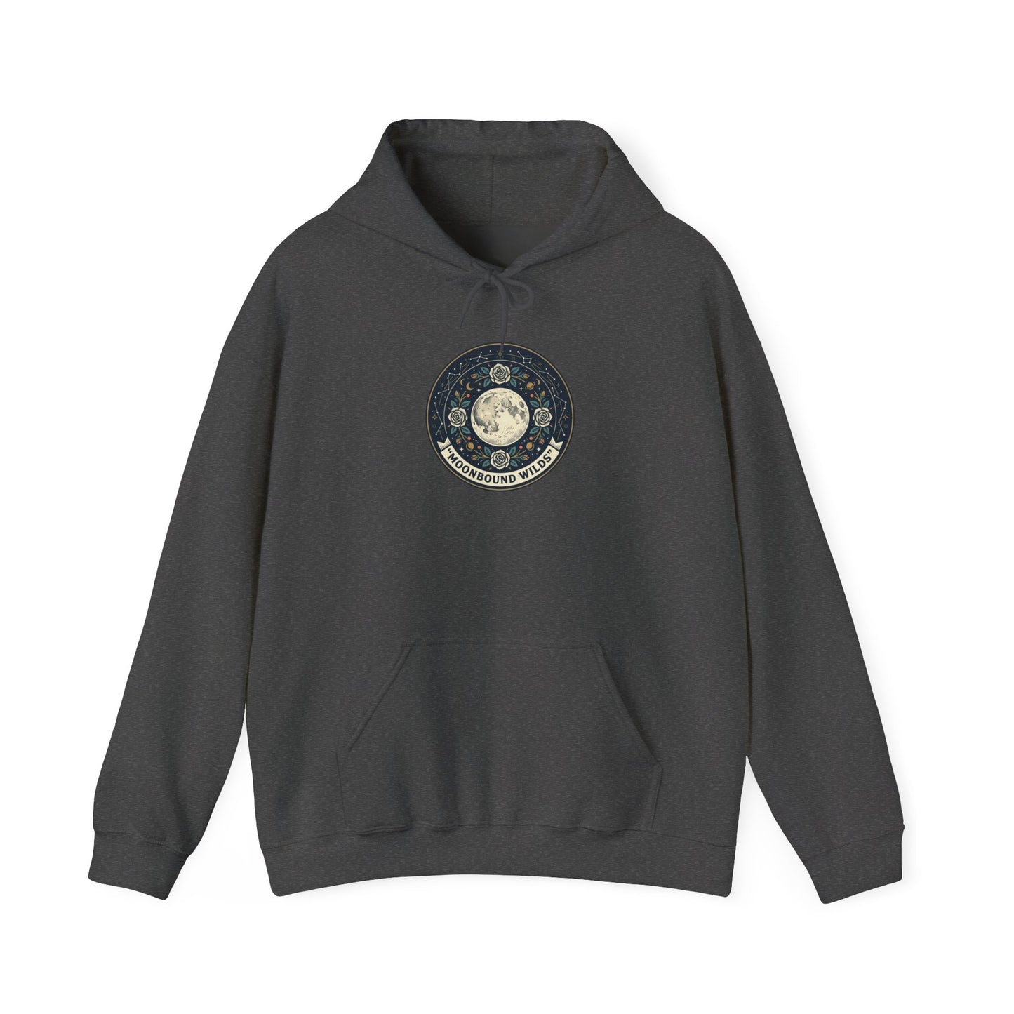 Moonbound Wilds Hoodie – Celestial Wolf Moon Graphic Sweatshirt | Vintage Cosmic Streetwear