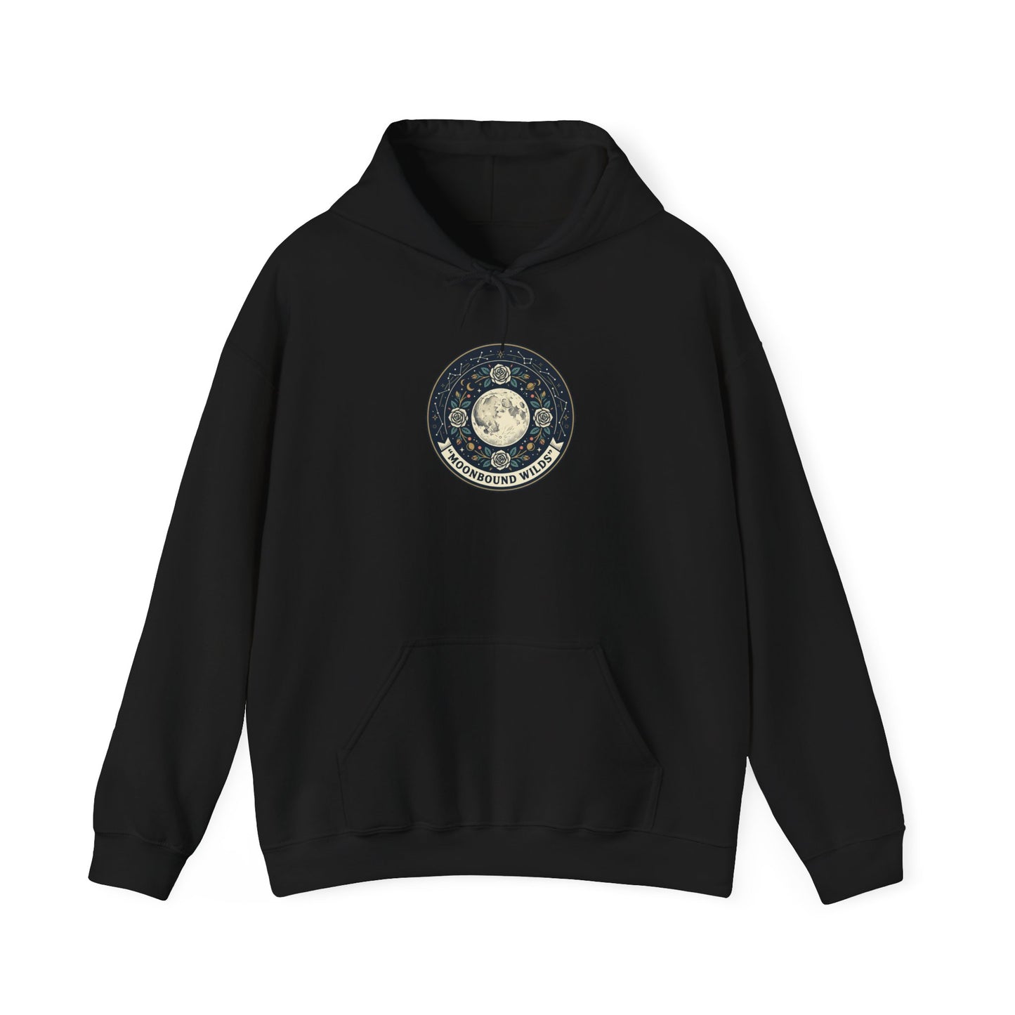 Moonbound Wilds Hoodie – Celestial Wolf Moon Graphic Sweatshirt | Vintage Cosmic Streetwear