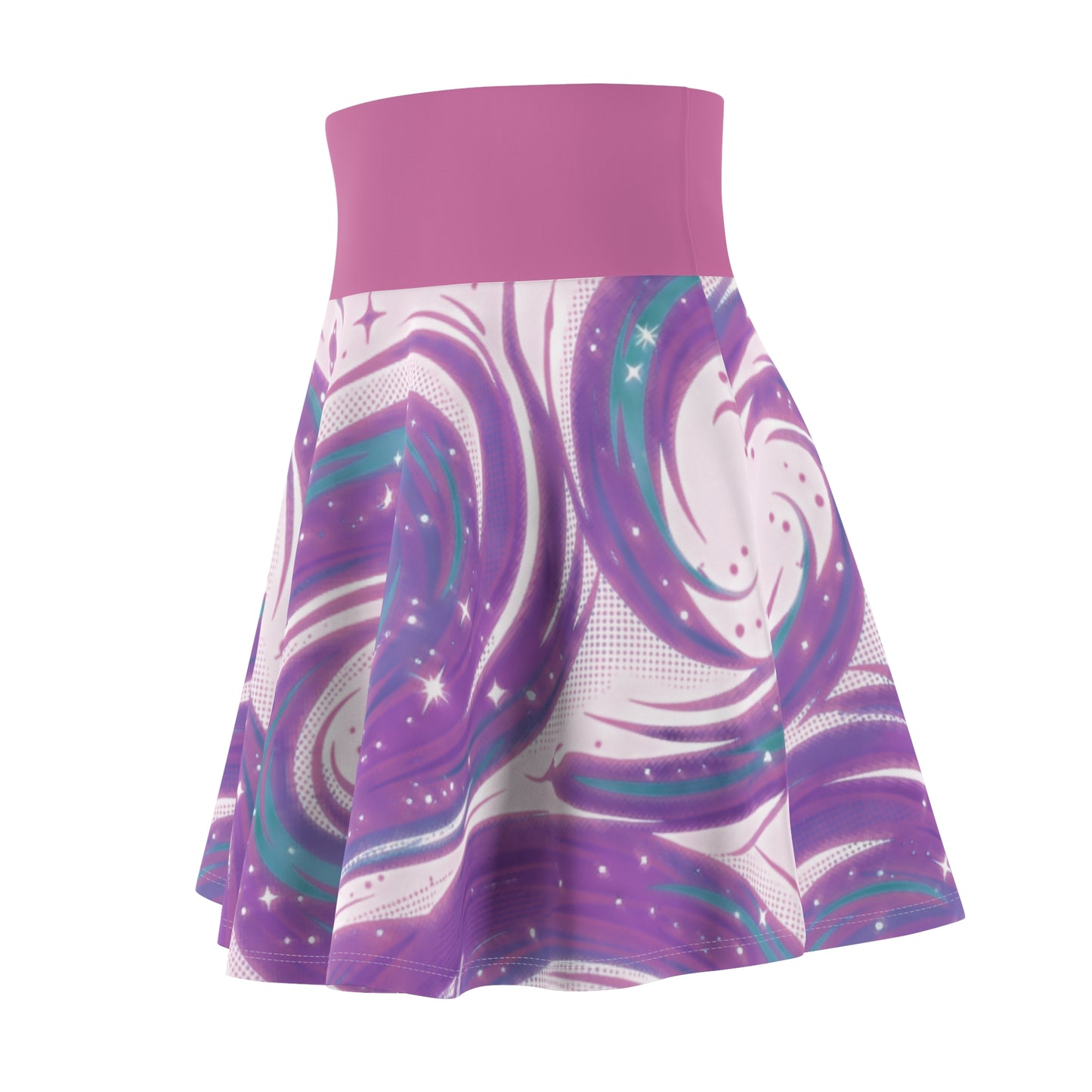 Pastel Marble Skater Skirt – Lavender & Teal Swirl Aesthetic Skirt | Women’s Flowy Soft Girl Skirt