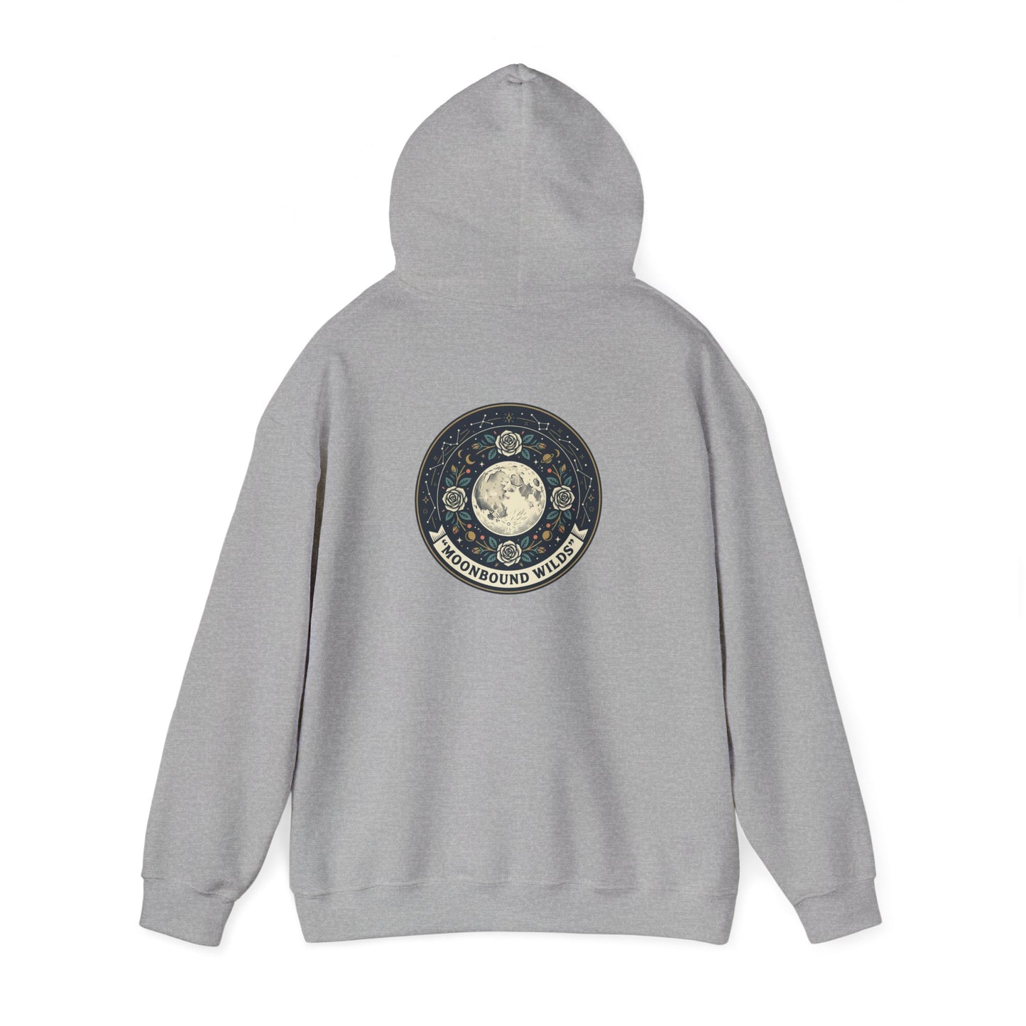 Moonbound Wilds Hoodie – Celestial Wolf Moon Graphic Sweatshirt | Vintage Cosmic Streetwear