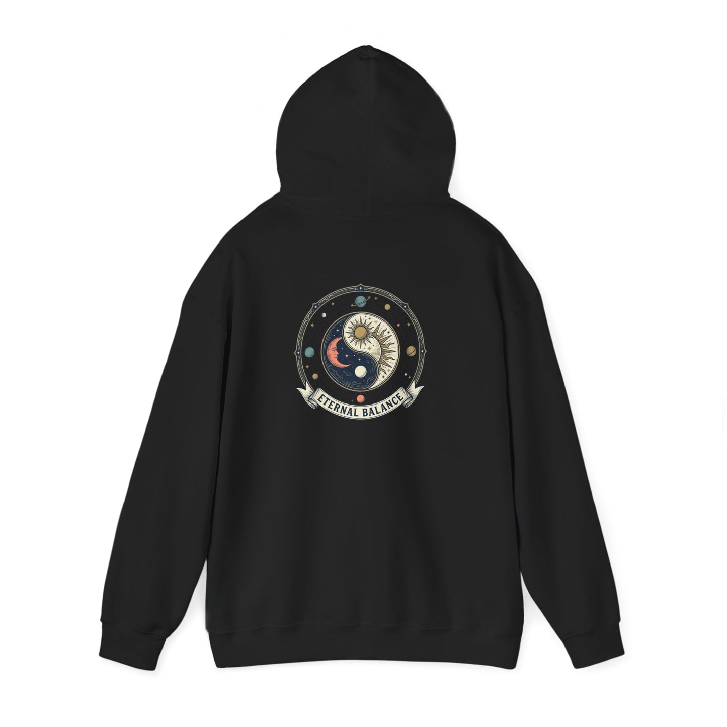 Yin Yang Eternal Balance Hoodie – Sun & Moon Spiritual Graphic Sweatshirt | Minimal Zen Streetwear