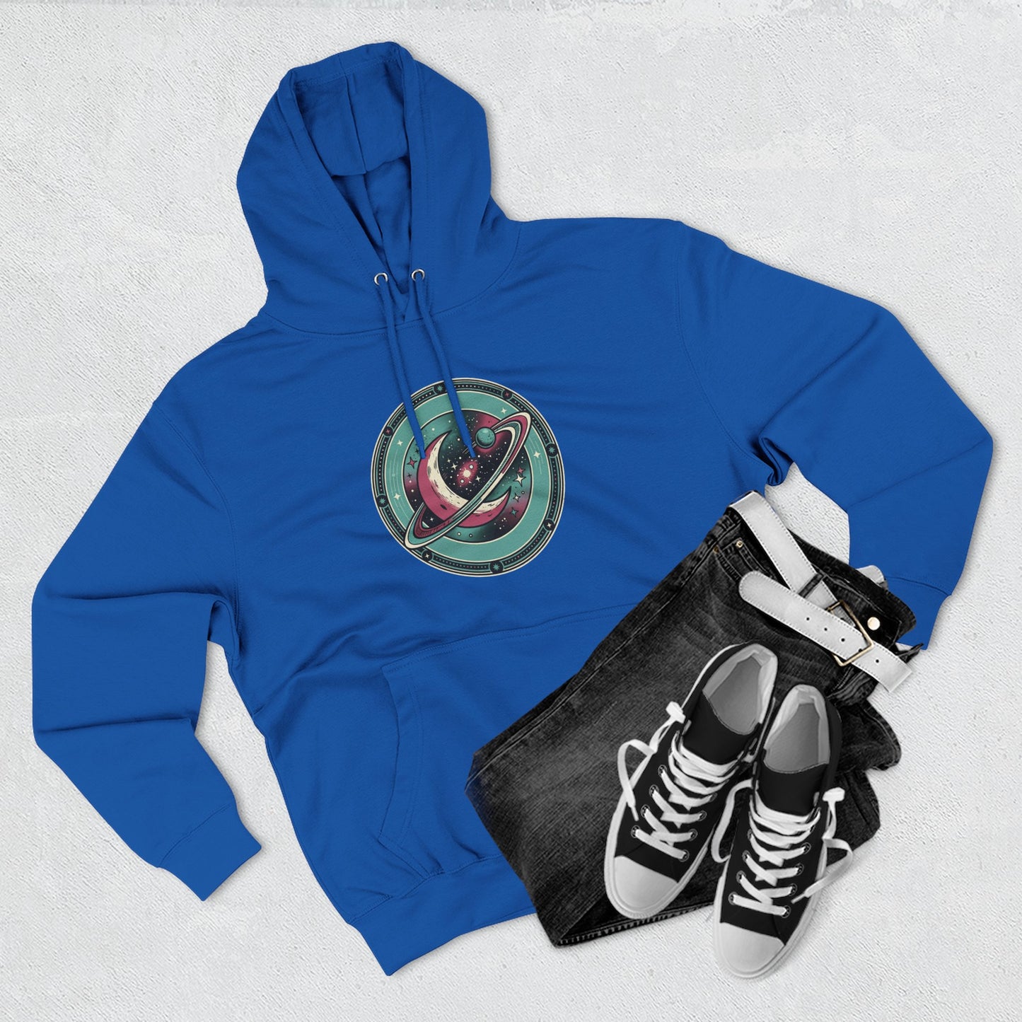 Saturn Planet Hoodie – Retro Space Ring Graphic Hoodie | Minimal Cosmic Aesthetic, Astronomy Hoodie, Unisex Hoodie