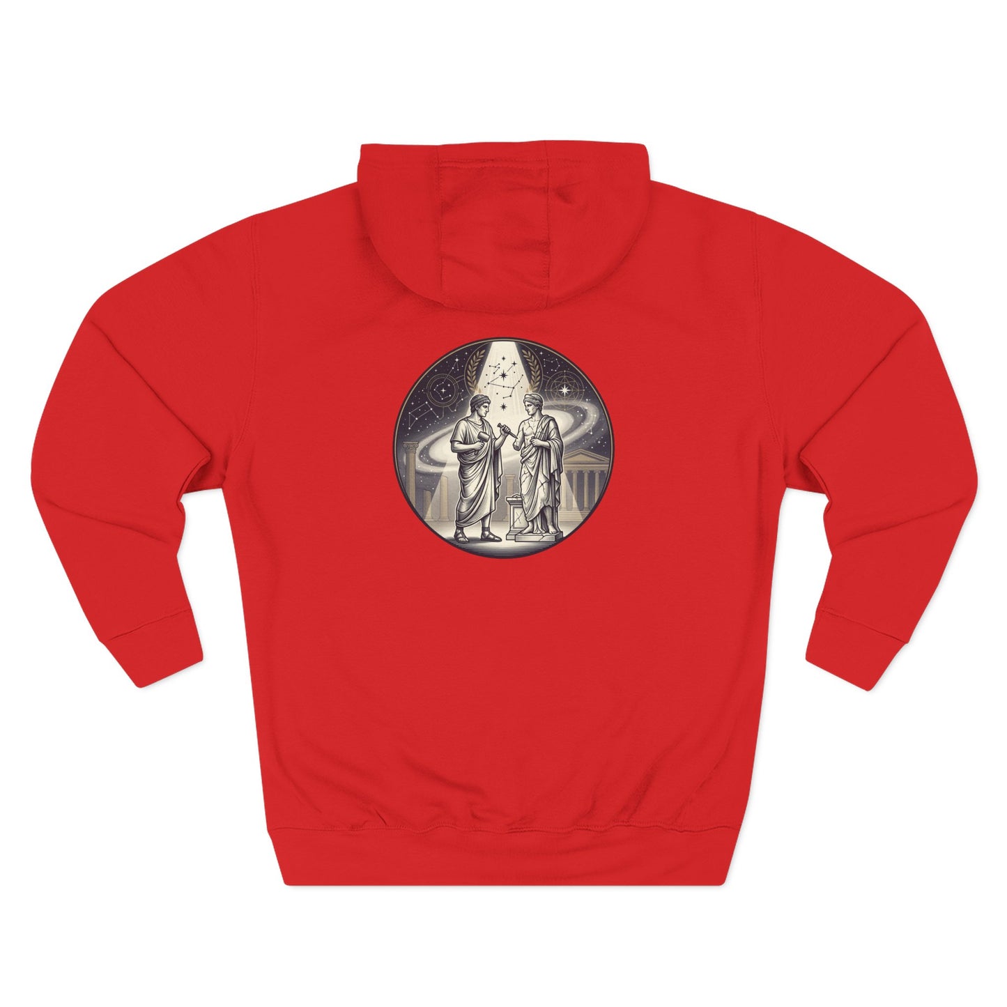 Vintage Celestial Moon Hoodie – Classical Figures Graphic Pullover, Mythology Inspired Unisex Sweatshirt, Retro Spiritual Art Hoodie