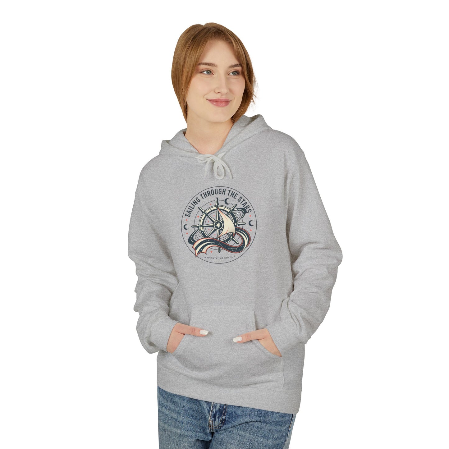 Celestial Nautical Hoodie – Spiritual Ocean Compass & Swirl Design | Astrology, Cosmic Streetwear, Unisex Hoodie