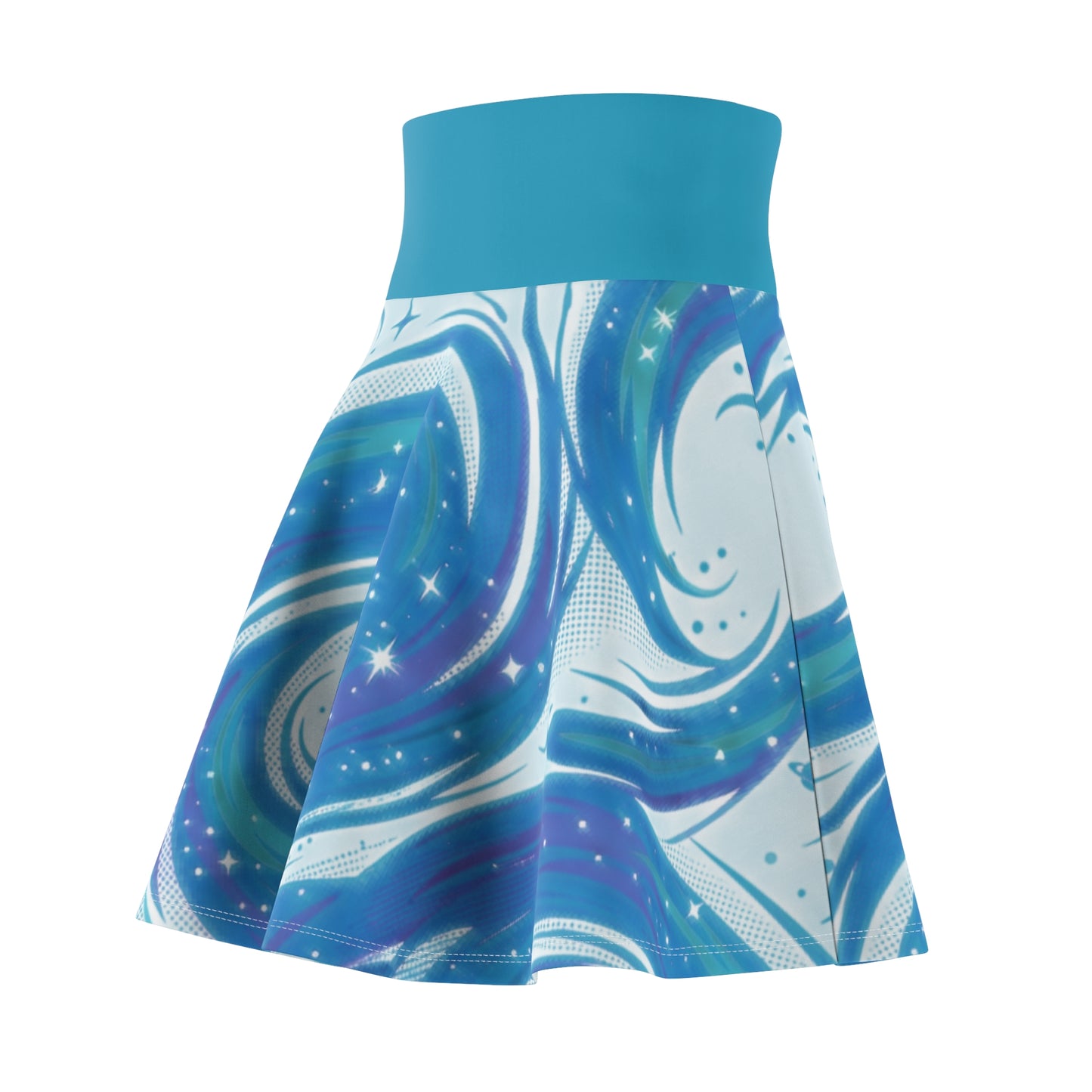 Pastel Marble Skater Skirt – Blue & Teal Swirl Aesthetic Skirt | Women’s Flowy Soft Girl Skirt