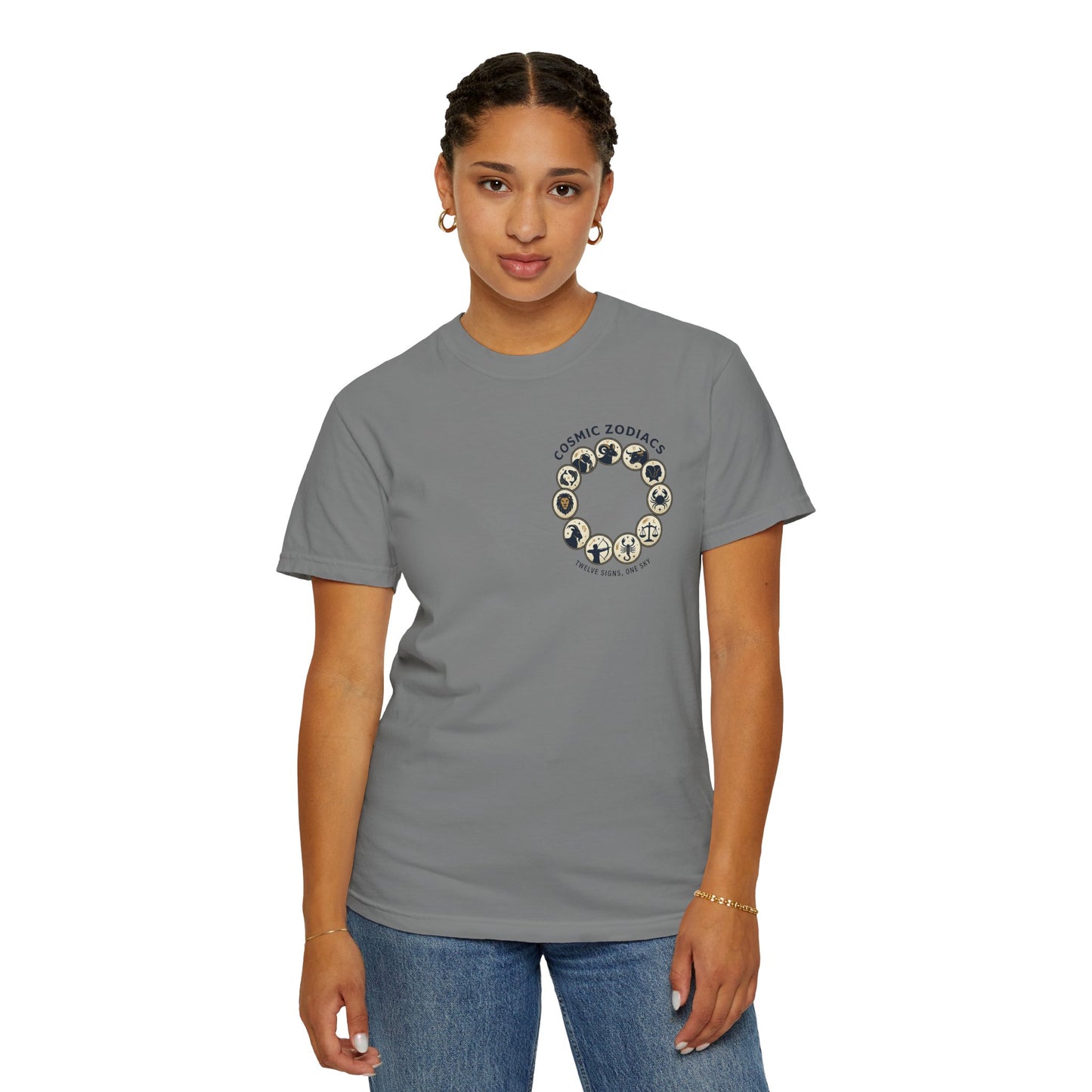 Zodiac Circle T-Shirt – Cosmic Zodiac Astrology Graphic Tee | Celestial Star Sign Shirt, Unisex Tee