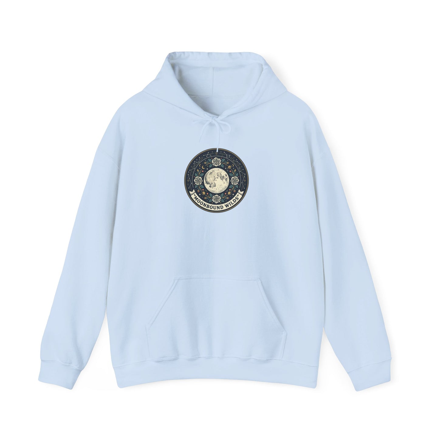 Moonbound Wilds Hoodie – Celestial Wolf Moon Graphic Sweatshirt | Vintage Cosmic Streetwear