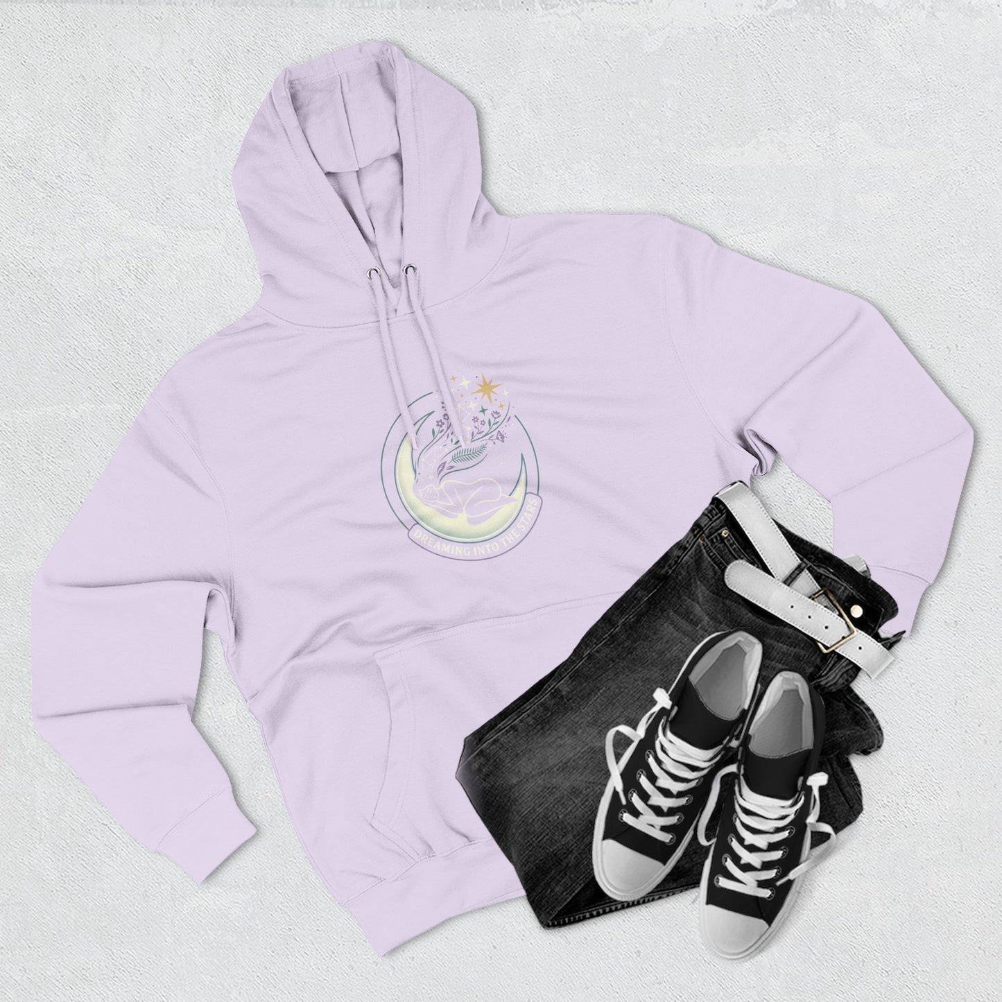 Moonlight Floral Hoodie – Celestial Moon & Botanical Graphic Hoodie | Spiritual Nature Aesthetic, Cosmic Hoodie, Unisex Hoodie