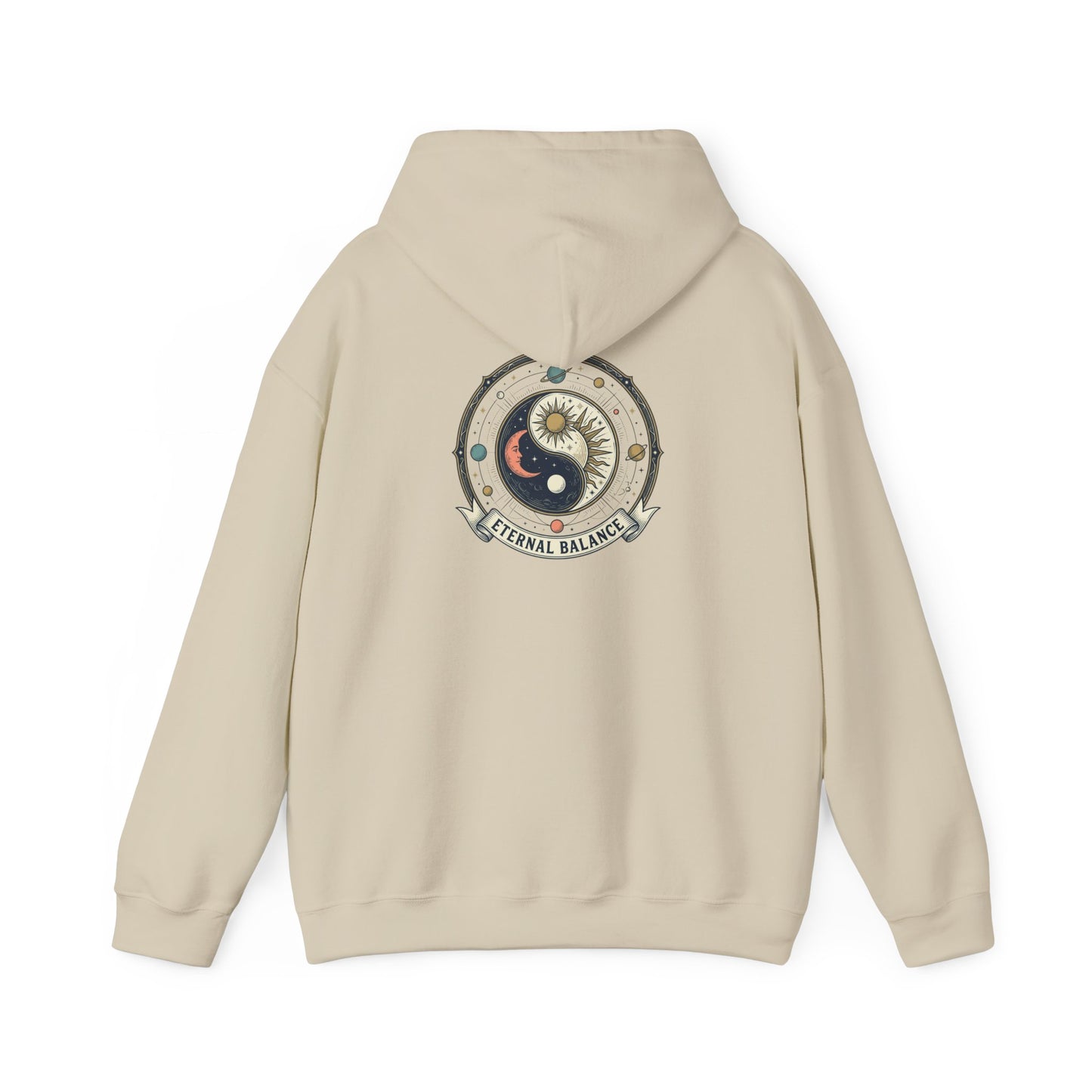 Yin Yang Eternal Balance Hoodie – Sun & Moon Spiritual Graphic Sweatshirt | Minimal Zen Streetwear