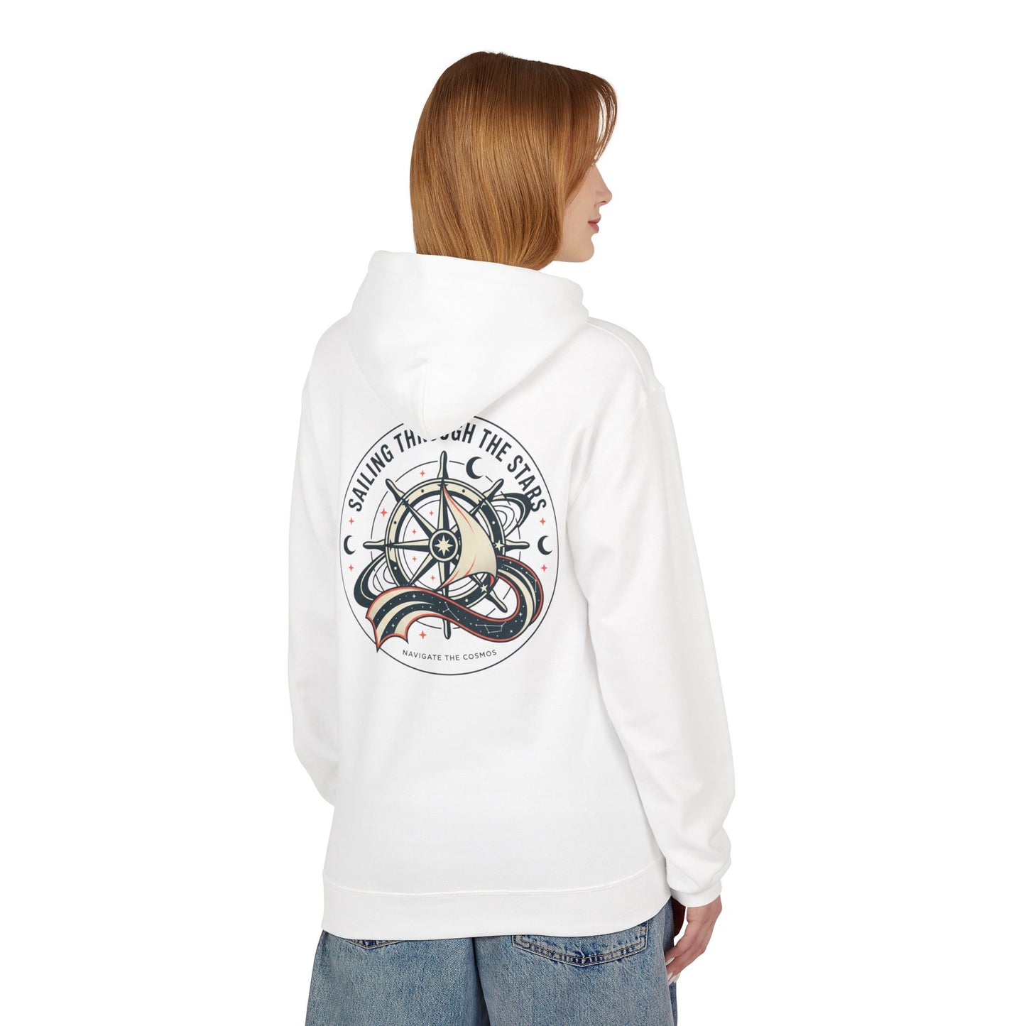 Celestial Nautical Hoodie – Spiritual Ocean Compass & Swirl Design | Astrology, Cosmic Streetwear, Unisex Hoodie
