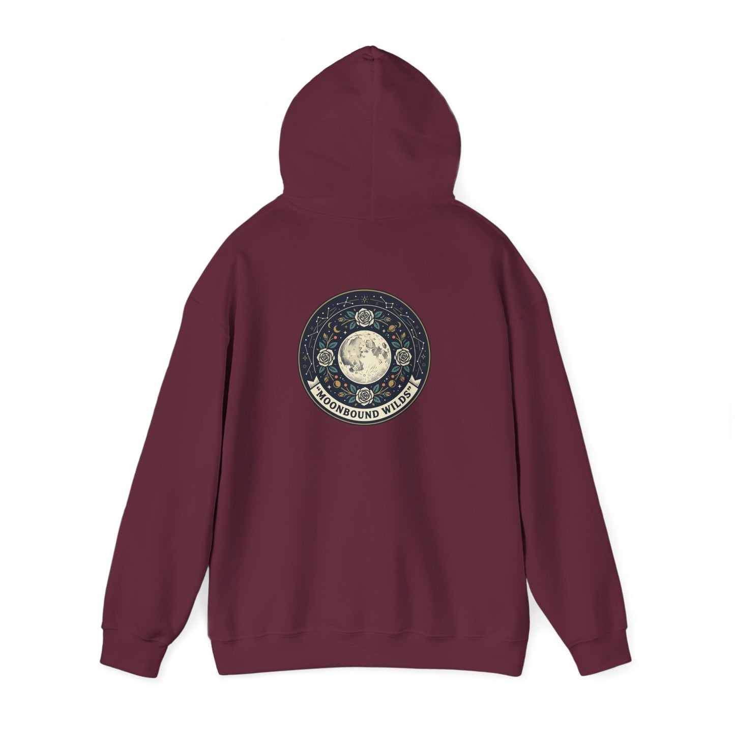 Moonbound Wilds Hoodie – Celestial Wolf Moon Graphic Sweatshirt | Vintage Cosmic Streetwear