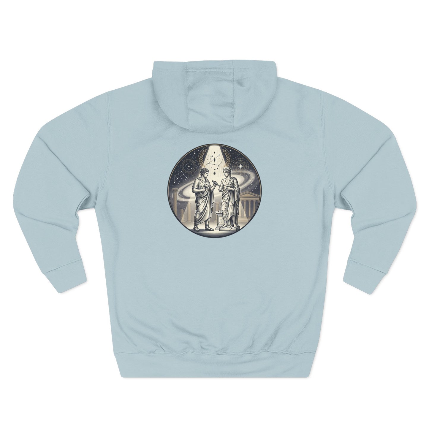 Vintage Celestial Moon Hoodie – Classical Figures Graphic Pullover, Mythology Inspired Unisex Sweatshirt, Retro Spiritual Art Hoodie