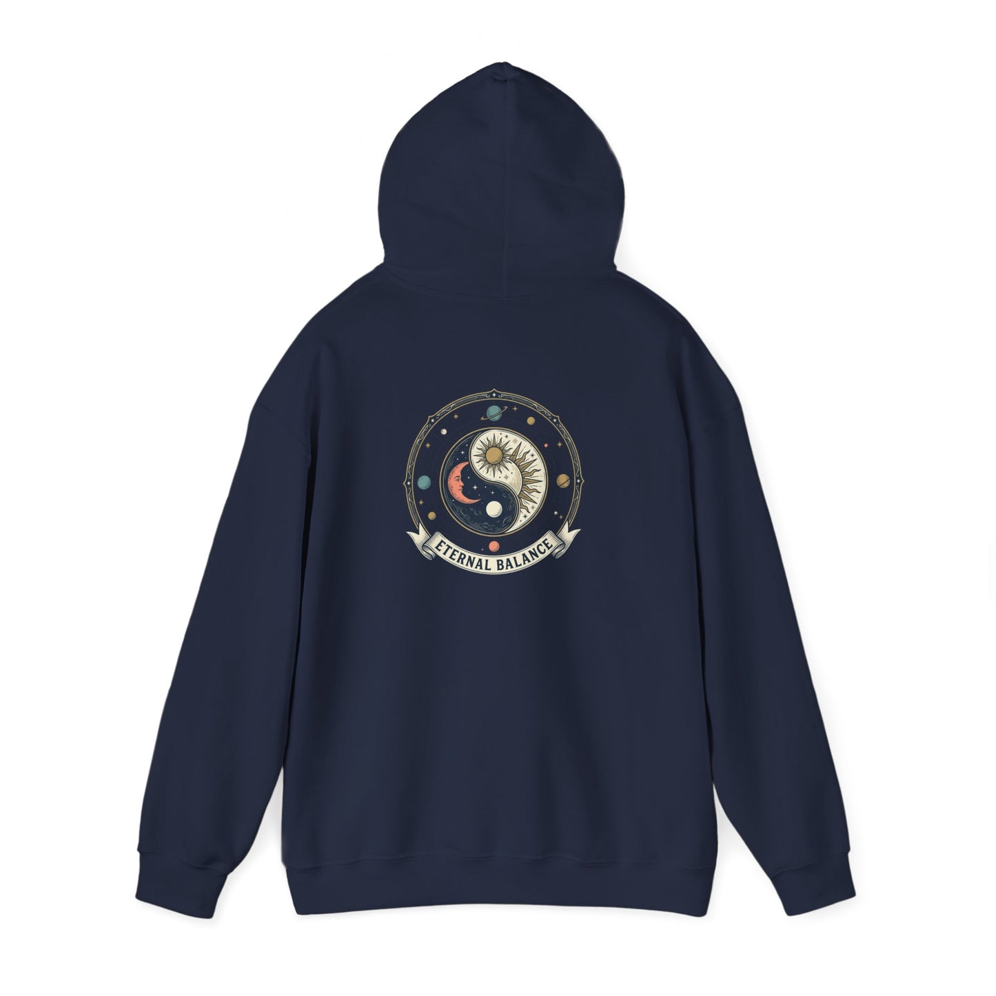 Yin Yang Eternal Balance Hoodie – Sun & Moon Spiritual Graphic Sweatshirt | Minimal Zen Streetwear