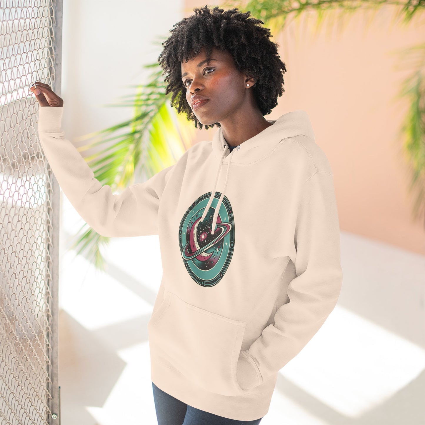 Saturn Planet Hoodie – Retro Space Ring Graphic Hoodie | Minimal Cosmic Aesthetic, Astronomy Hoodie, Unisex Hoodie