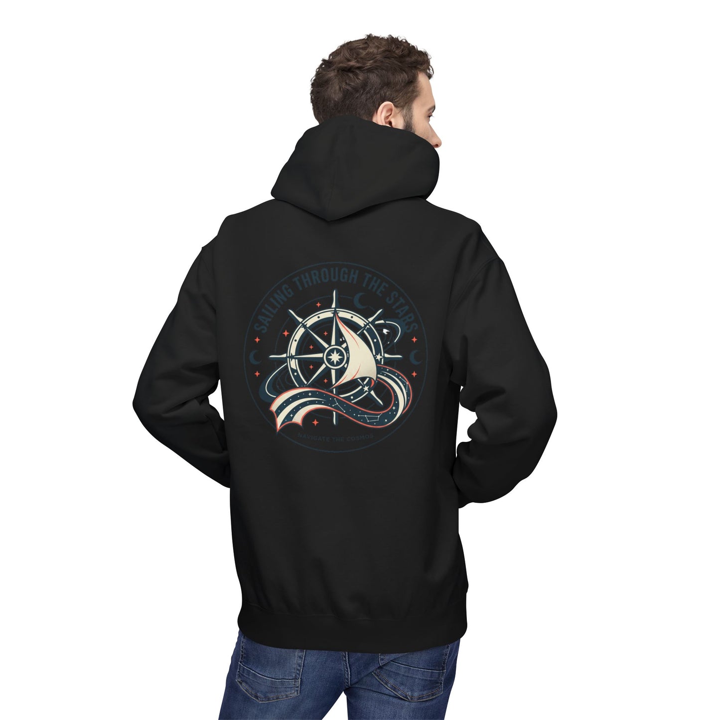 Celestial Nautical Hoodie – Spiritual Ocean Compass & Swirl Design | Astrology, Cosmic Streetwear, Unisex Hoodie