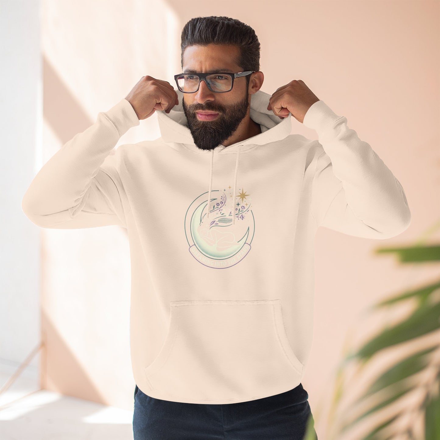 Moonlight Floral Hoodie – Celestial Moon & Botanical Graphic Hoodie | Spiritual Nature Aesthetic, Cosmic Hoodie, Unisex Hoodie