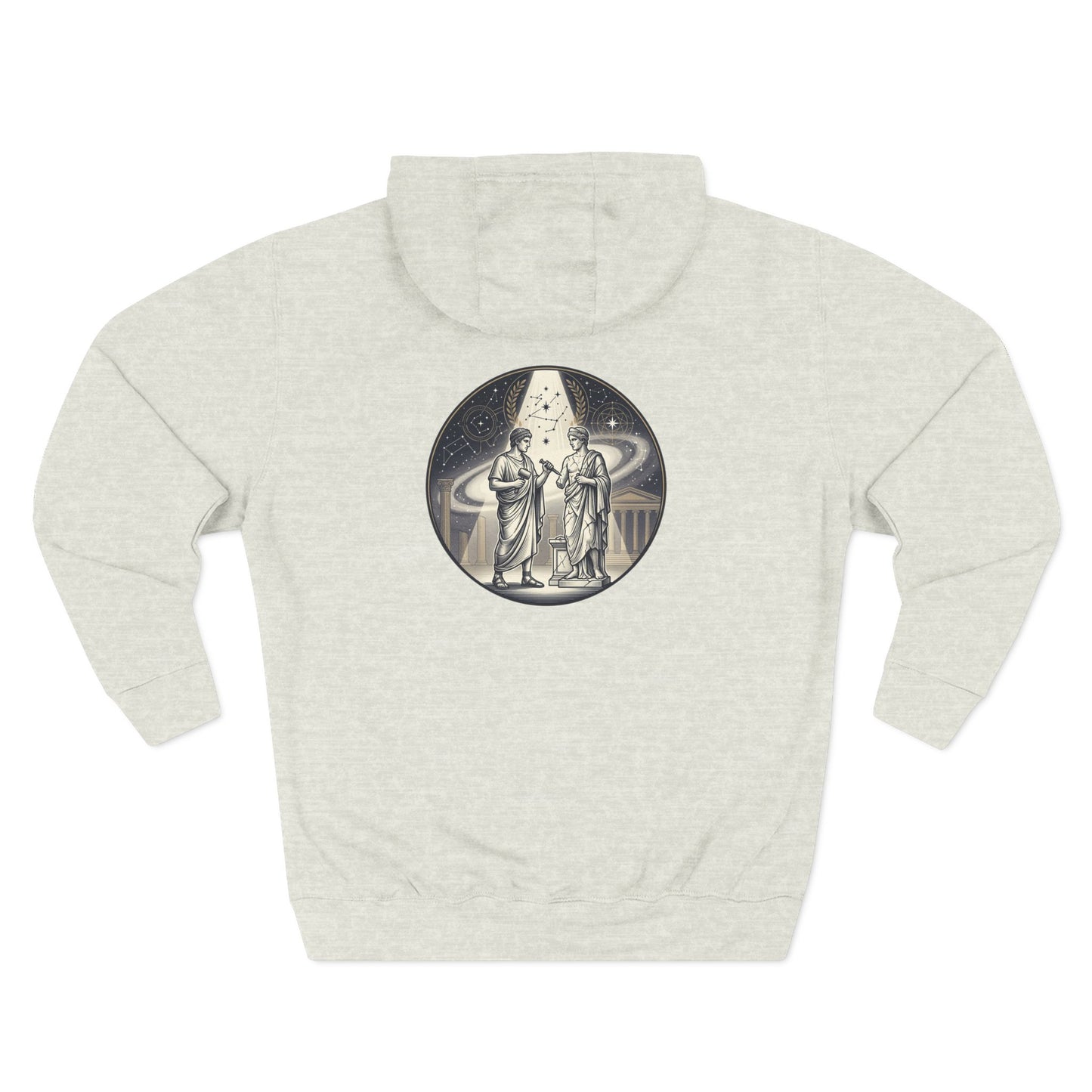 Vintage Celestial Moon Hoodie – Classical Figures Graphic Pullover, Mythology Inspired Unisex Sweatshirt, Retro Spiritual Art Hoodie