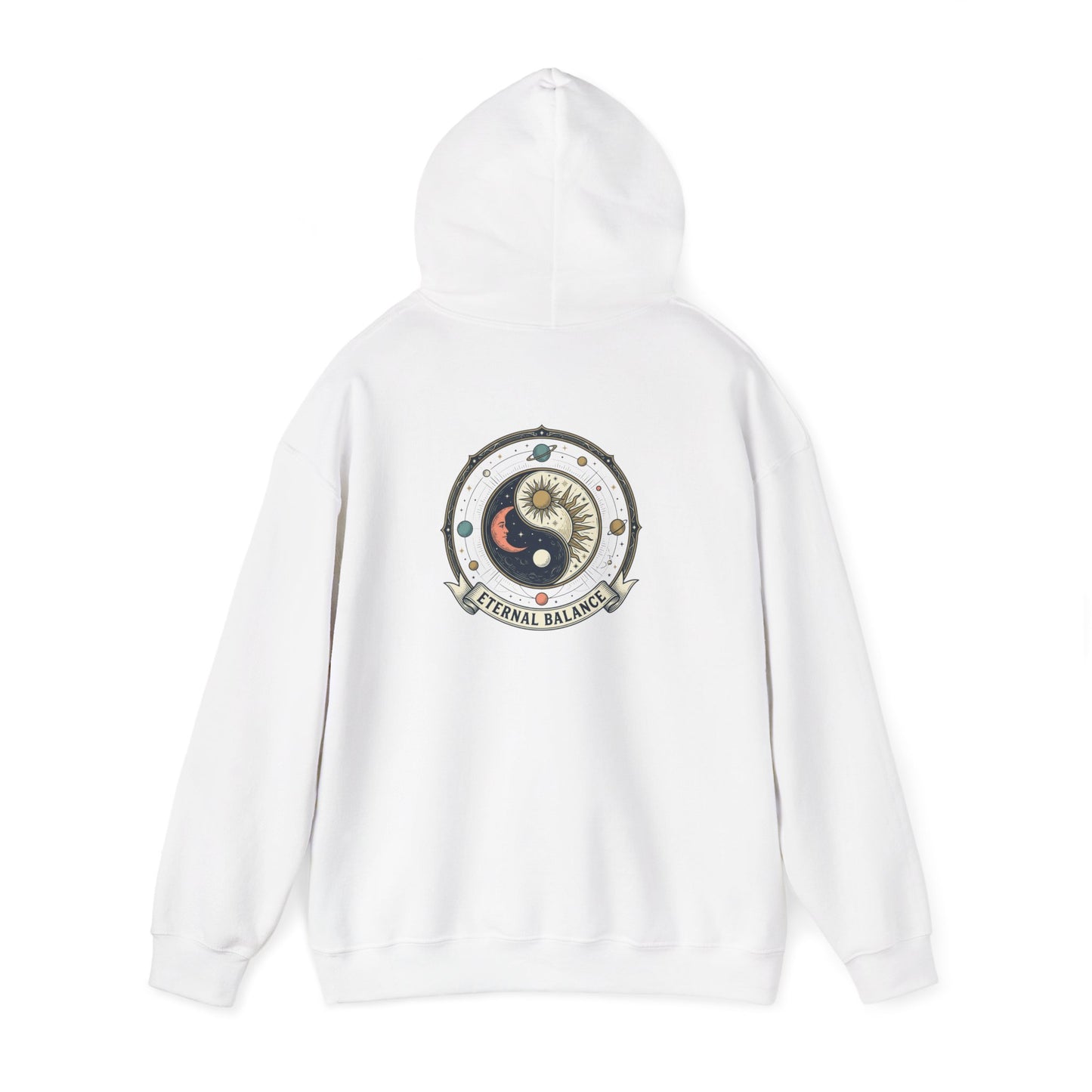 Yin Yang Eternal Balance Hoodie – Sun & Moon Spiritual Graphic Sweatshirt | Minimal Zen Streetwear