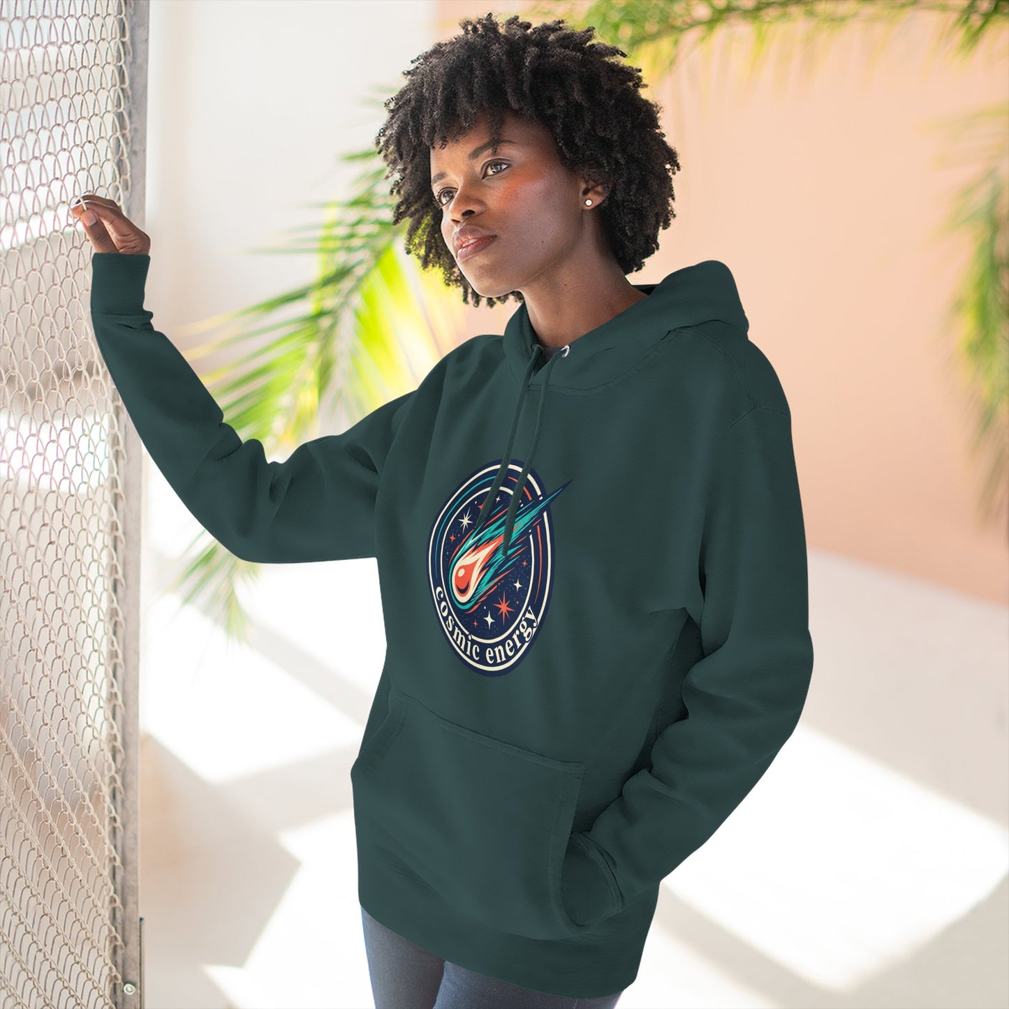 Cosmic Energy Hoodie – Meteor & Shooting Star Graphic Hoodie | Space Aesthetic, Celestial Streetwear, Unisex Hoodie