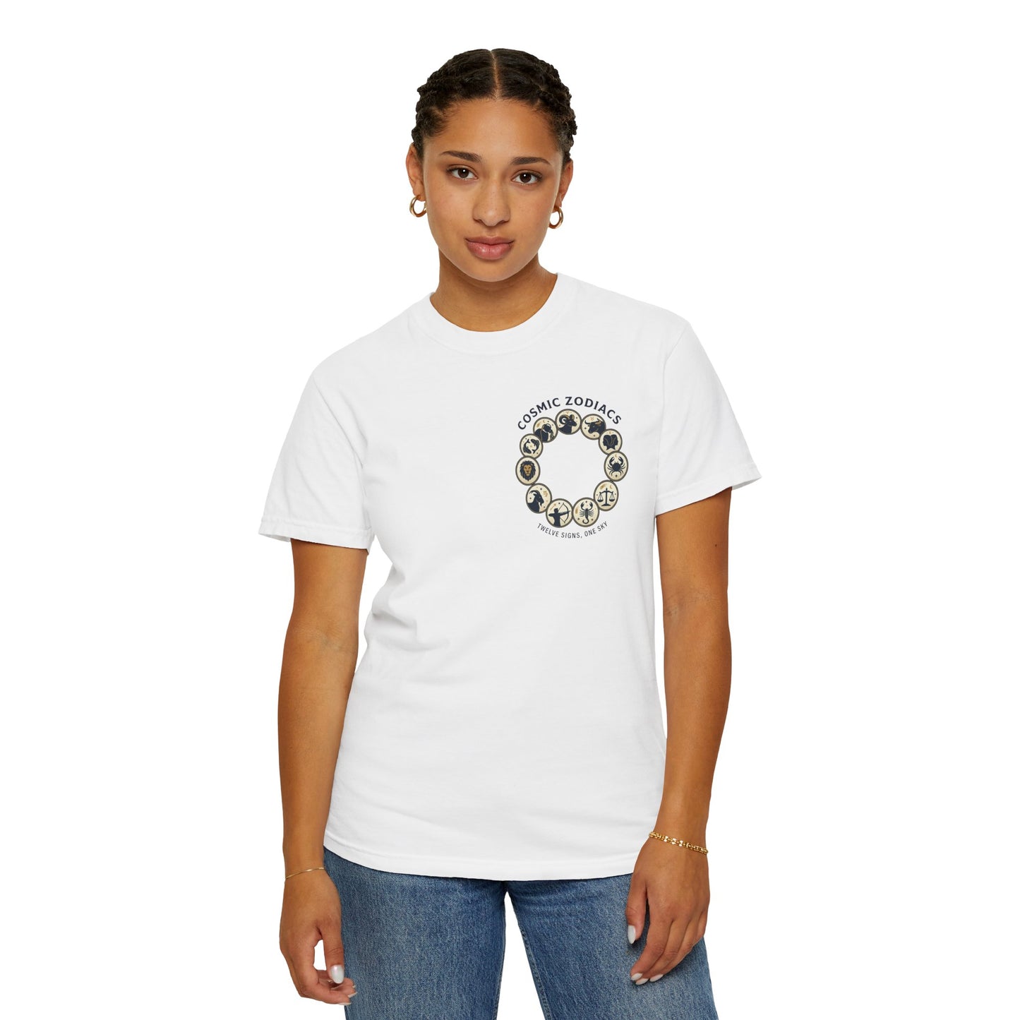 Zodiac Circle T-Shirt – Cosmic Zodiac Astrology Graphic Tee | Celestial Star Sign Shirt, Unisex Tee
