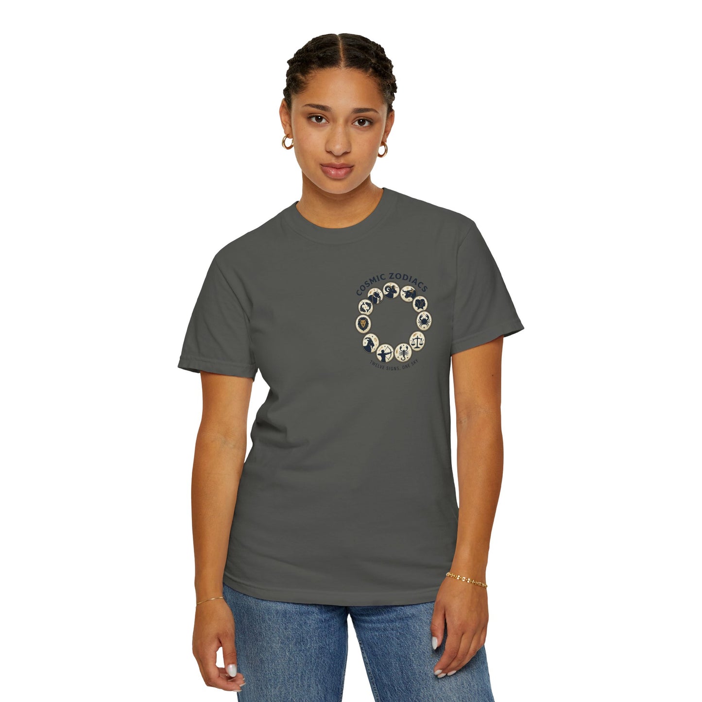 Zodiac Circle T-Shirt – Cosmic Zodiac Astrology Graphic Tee | Celestial Star Sign Shirt, Unisex Tee