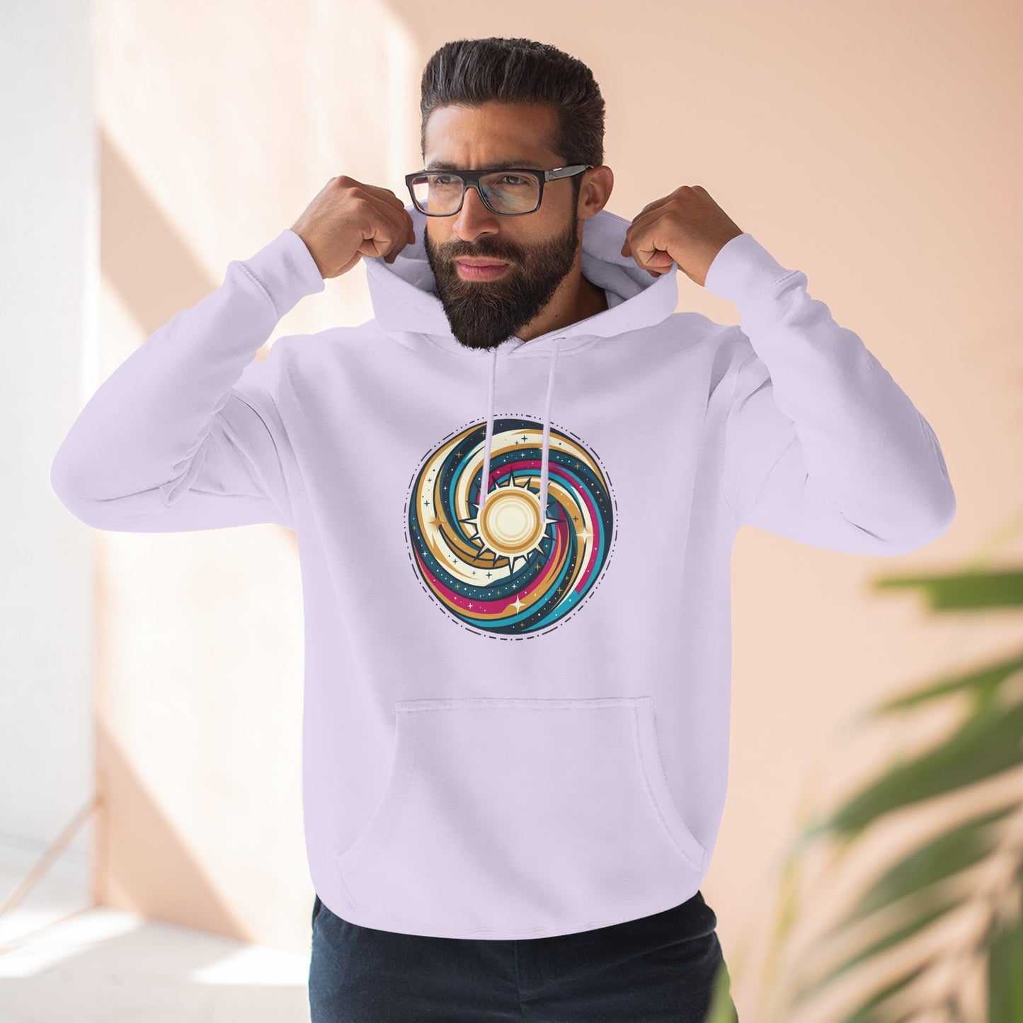 Swirl Sun Hoodie – Cosmic Spiral Sun Graphic Hoodie | Psychedelic Space Aesthetic, Celestial Streetwear, Unisex Hoodie