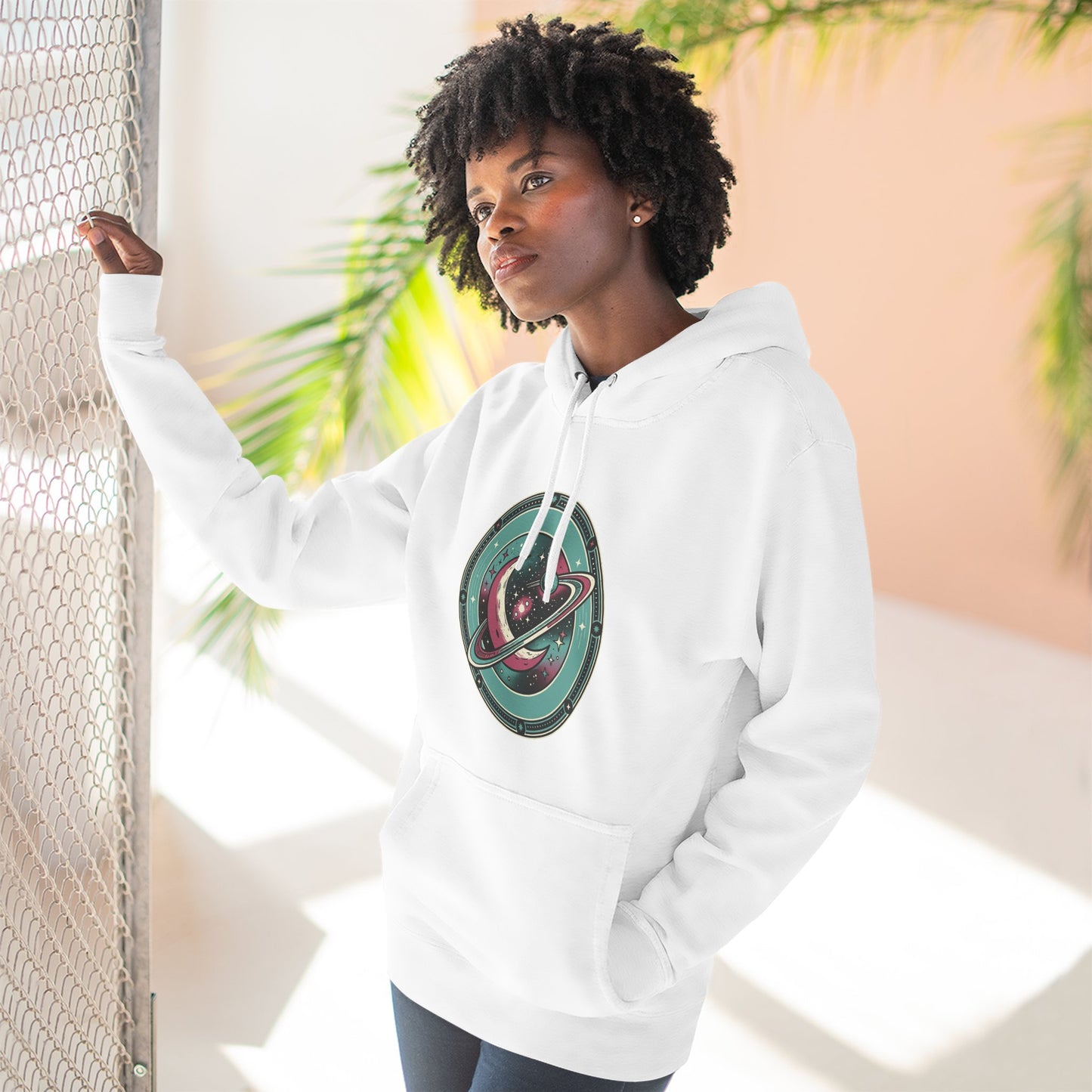 Saturn Planet Hoodie – Retro Space Ring Graphic Hoodie | Minimal Cosmic Aesthetic, Astronomy Hoodie, Unisex Hoodie