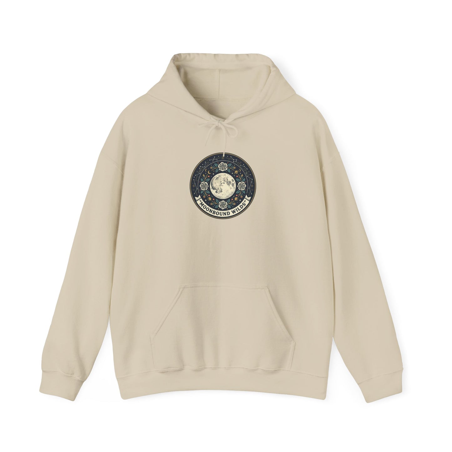 Moonbound Wilds Hoodie – Celestial Wolf Moon Graphic Sweatshirt | Vintage Cosmic Streetwear