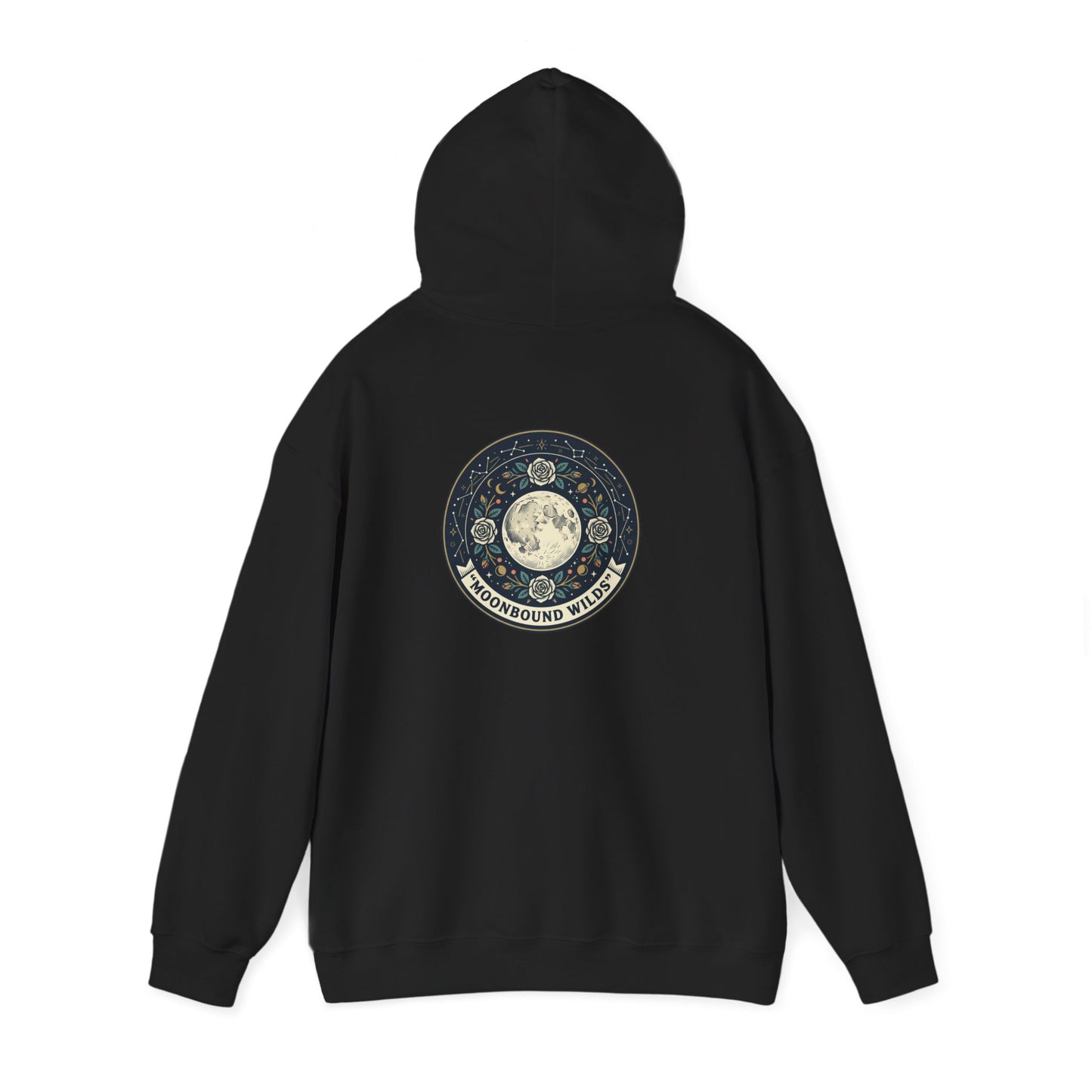 Moonbound Wilds Hoodie – Celestial Wolf Moon Graphic Sweatshirt | Vintage Cosmic Streetwear
