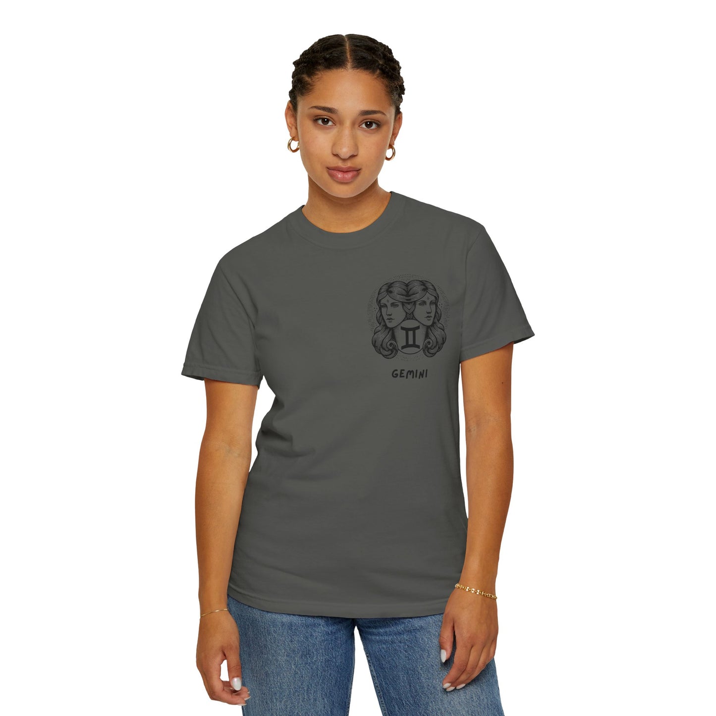 Gemini Zodiac T-Shirt – Twin Faces Astrology Tee | Minimal Celestial Graphic Shirt