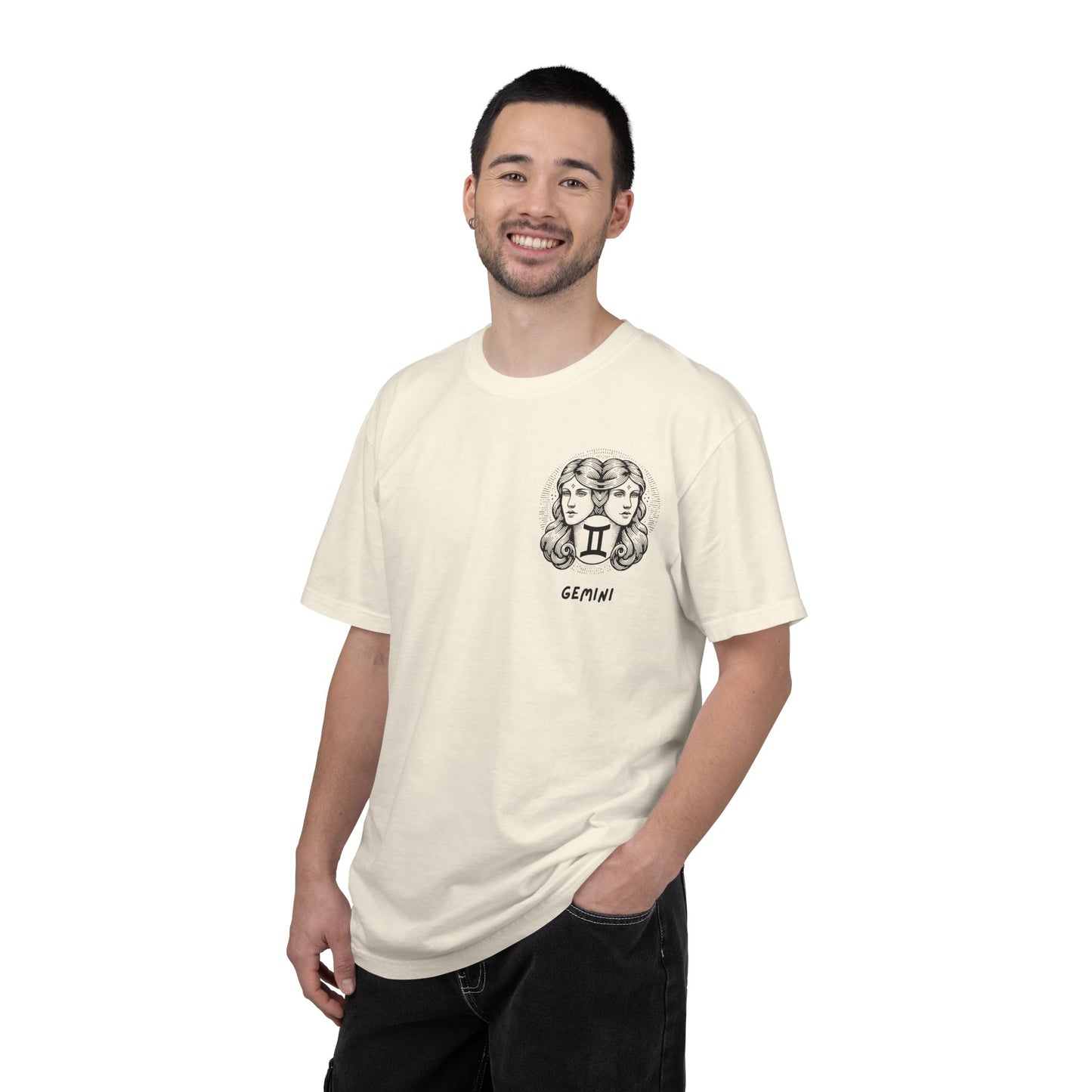 Gemini Zodiac T-Shirt – Twin Faces Astrology Tee | Minimal Celestial Graphic Shirt