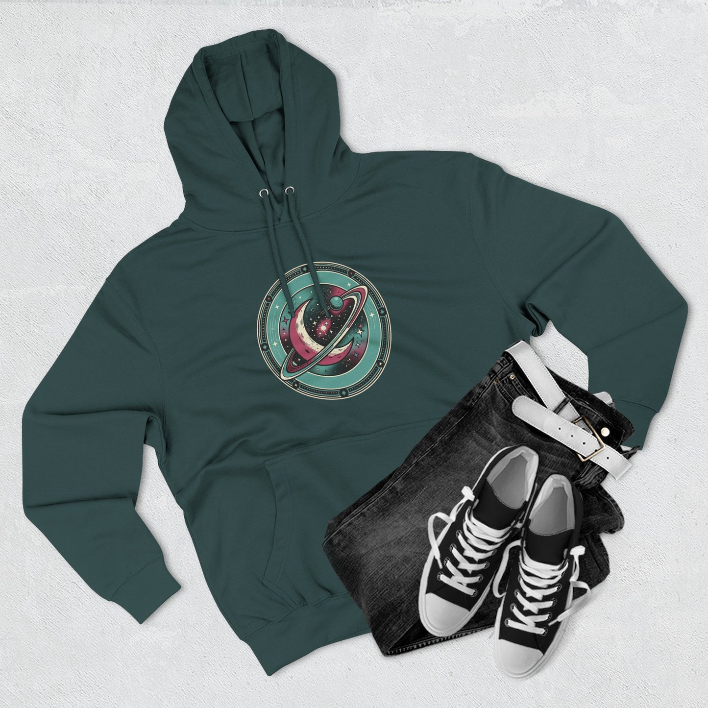 Saturn Planet Hoodie – Retro Space Ring Graphic Hoodie | Minimal Cosmic Aesthetic, Astronomy Hoodie, Unisex Hoodie