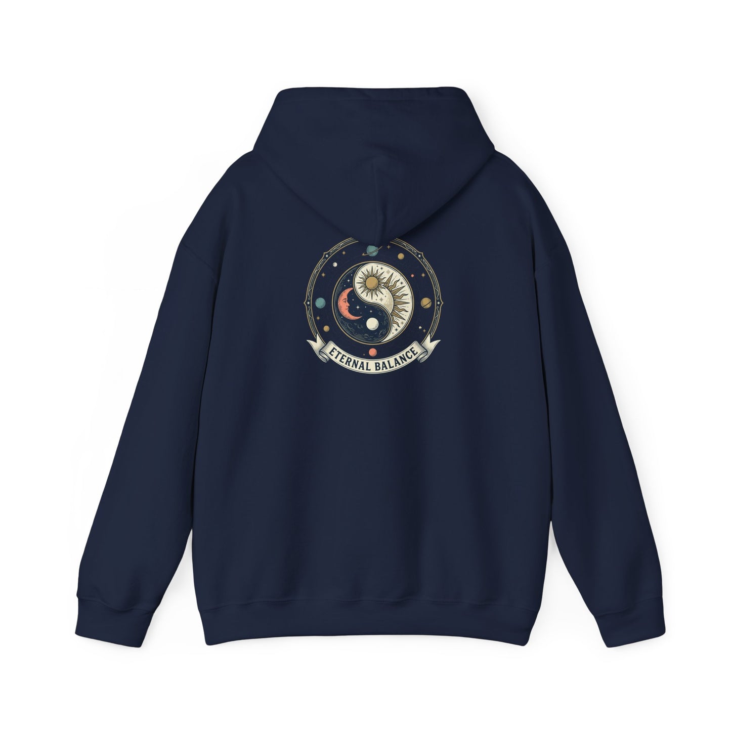 Yin Yang Eternal Balance Hoodie – Sun & Moon Spiritual Graphic Sweatshirt | Minimal Zen Streetwear