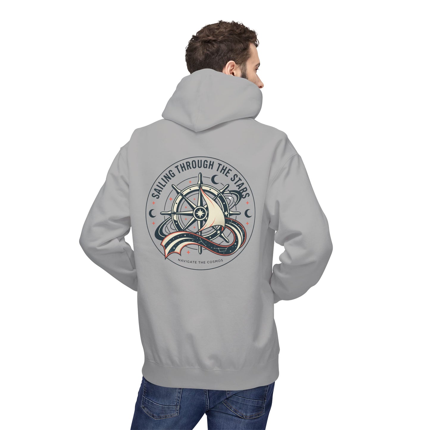 Celestial Nautical Hoodie – Spiritual Ocean Compass & Swirl Design | Astrology, Cosmic Streetwear, Unisex Hoodie