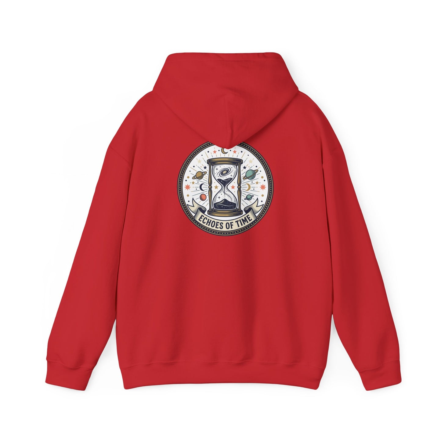 Hourglass Echoes Hoodie – “Echoes of Time” Vintage Celestial Graphic Sweatshirt | Minimal Cosmic Streetwear