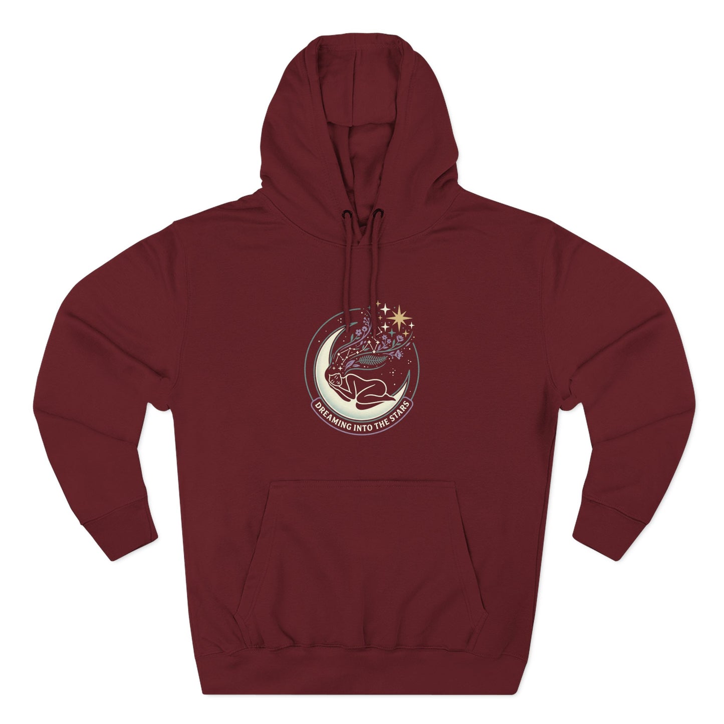 Moonlight Floral Hoodie – Celestial Moon & Botanical Graphic Hoodie | Spiritual Nature Aesthetic, Cosmic Hoodie, Unisex Hoodie