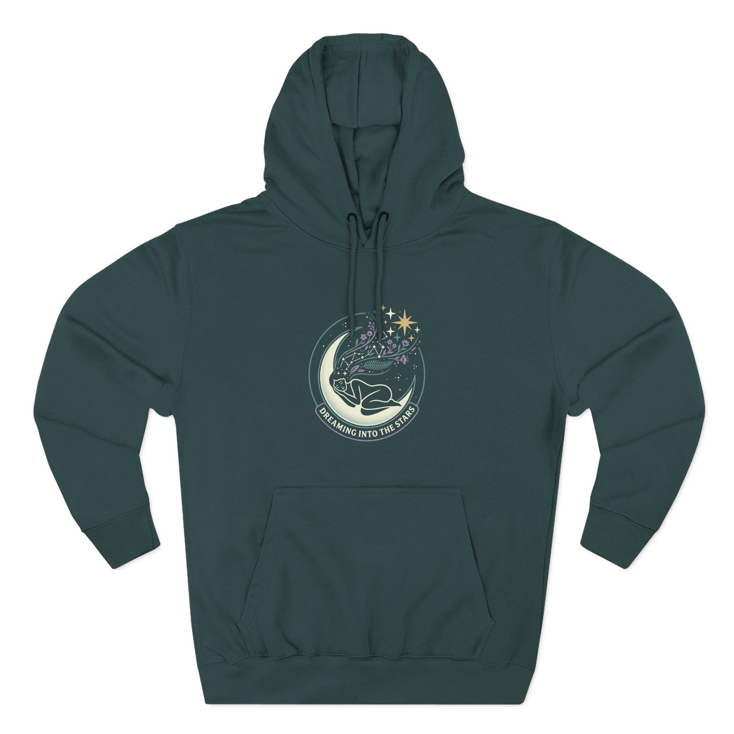 Moonlight Floral Hoodie – Celestial Moon & Botanical Graphic Hoodie | Spiritual Nature Aesthetic, Cosmic Hoodie, Unisex Hoodie