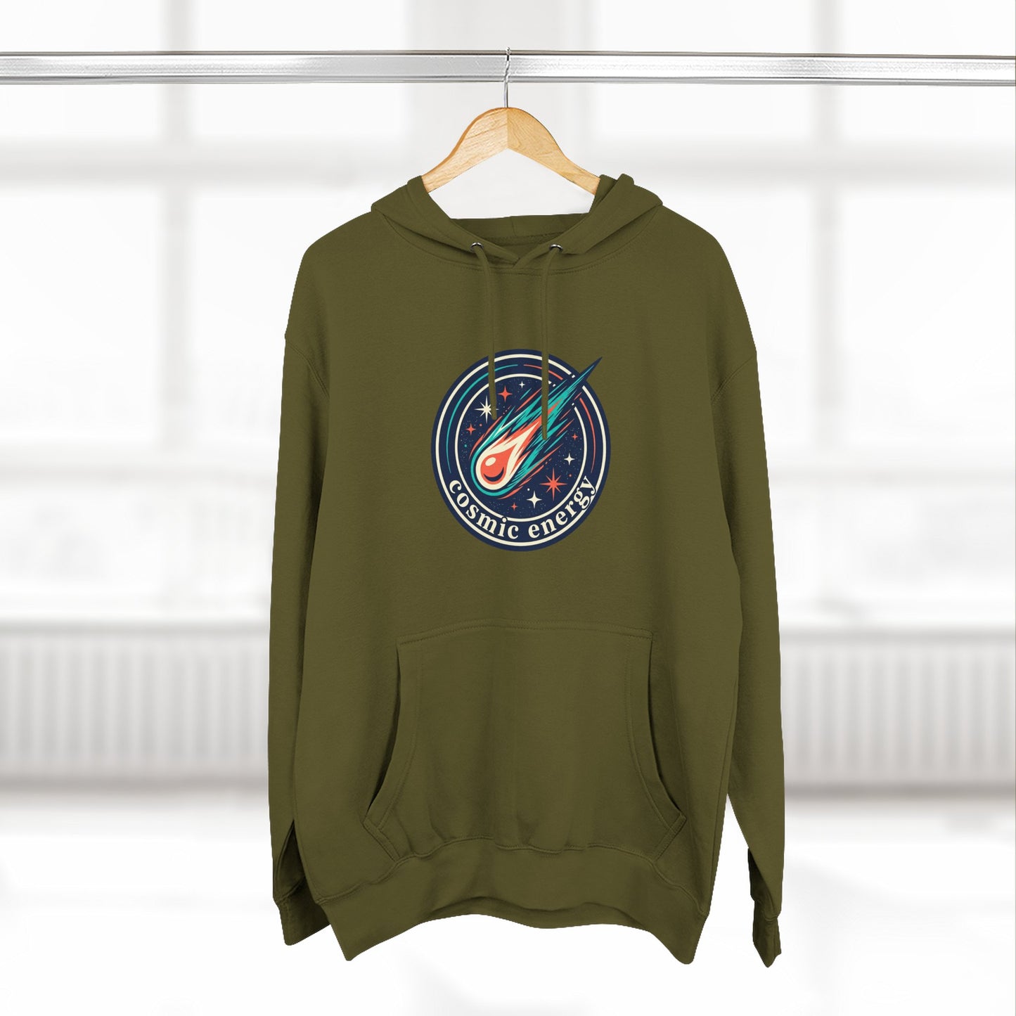 Cosmic Energy Hoodie – Meteor & Shooting Star Graphic Hoodie | Space Aesthetic, Celestial Streetwear, Unisex Hoodie