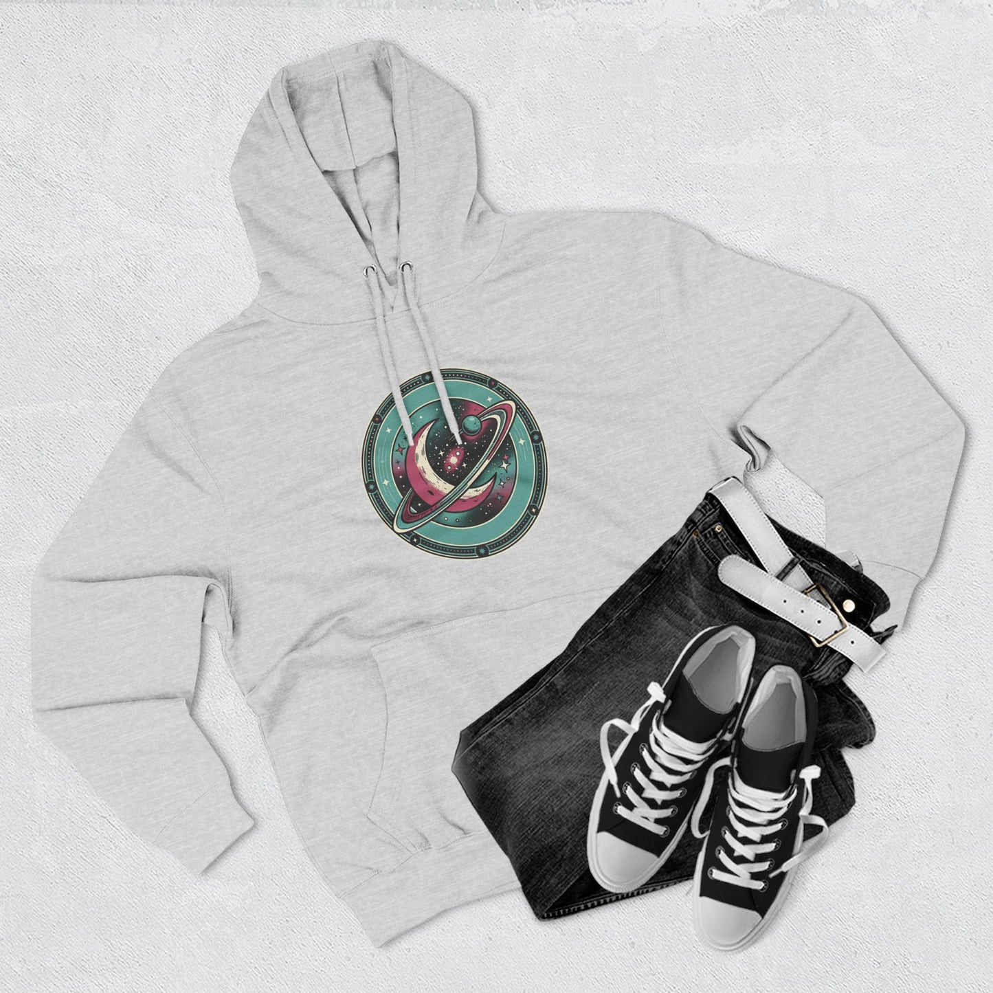 Saturn Planet Hoodie – Retro Space Ring Graphic Hoodie | Minimal Cosmic Aesthetic, Astronomy Hoodie, Unisex Hoodie