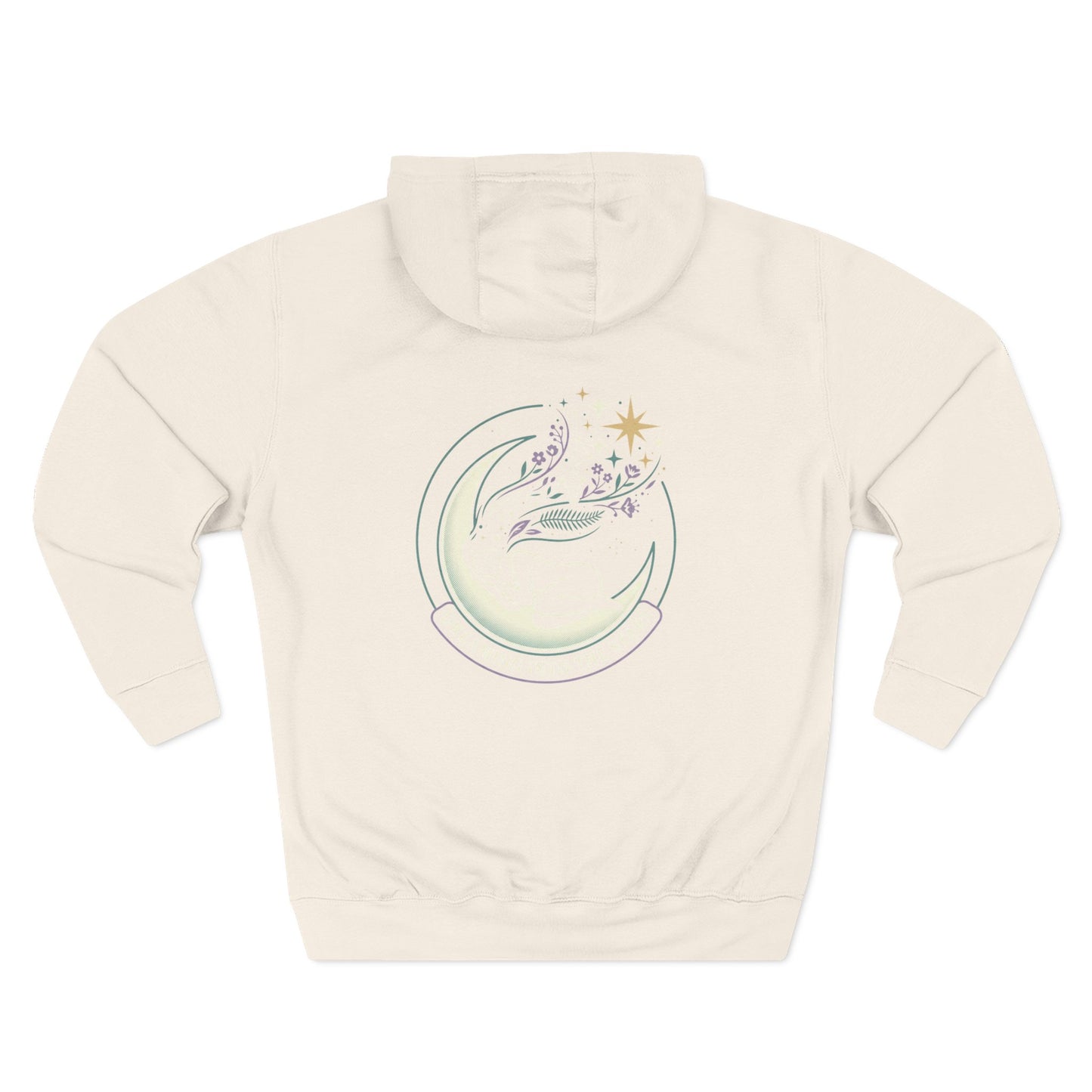 Moonlight Floral Hoodie – Celestial Moon & Botanical Graphic Hoodie | Spiritual Nature Aesthetic, Cosmic Hoodie, Unisex Hoodie
